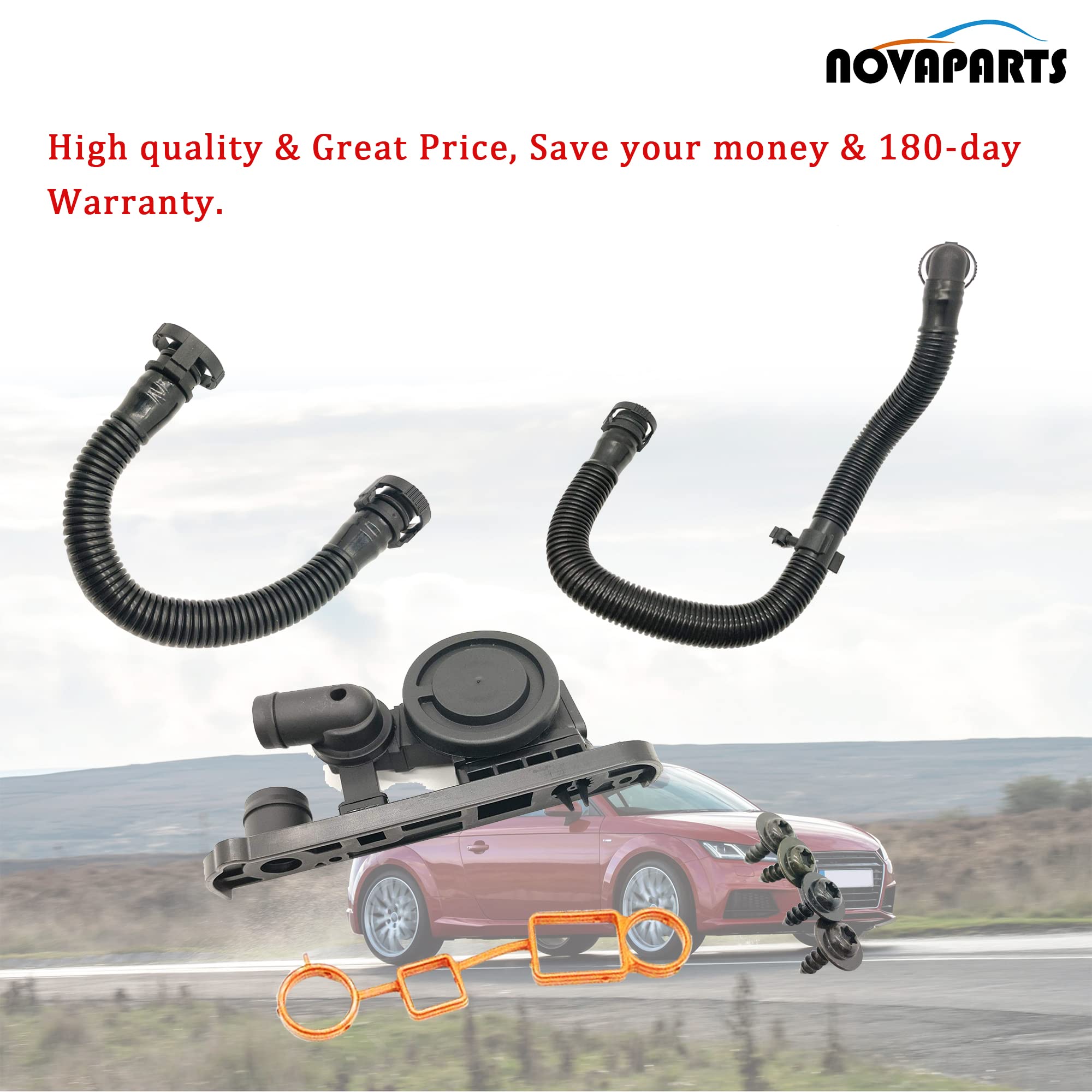Novaparts 06F129101P Pcv Valve Crankcase Breather Hose W/Gaskets Kit For Audi A4 A3 Tt Volkswagen Vw Passat Eos Jetta Gti 2.0T