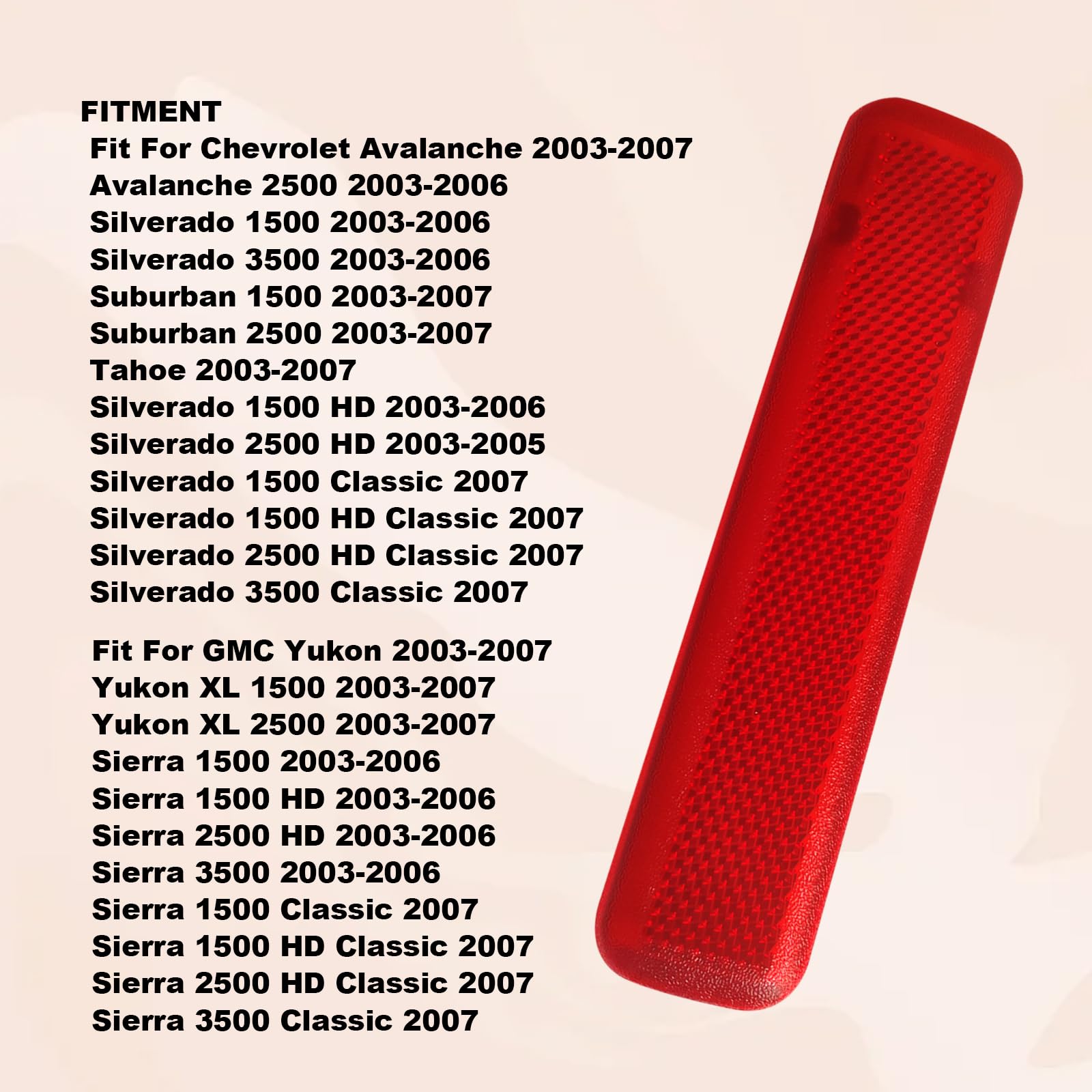 15183155 Car Red Warning Safety Reflector Strips Rear Left Driver And Right Passenger Side Door Reflector Panel Compatible With