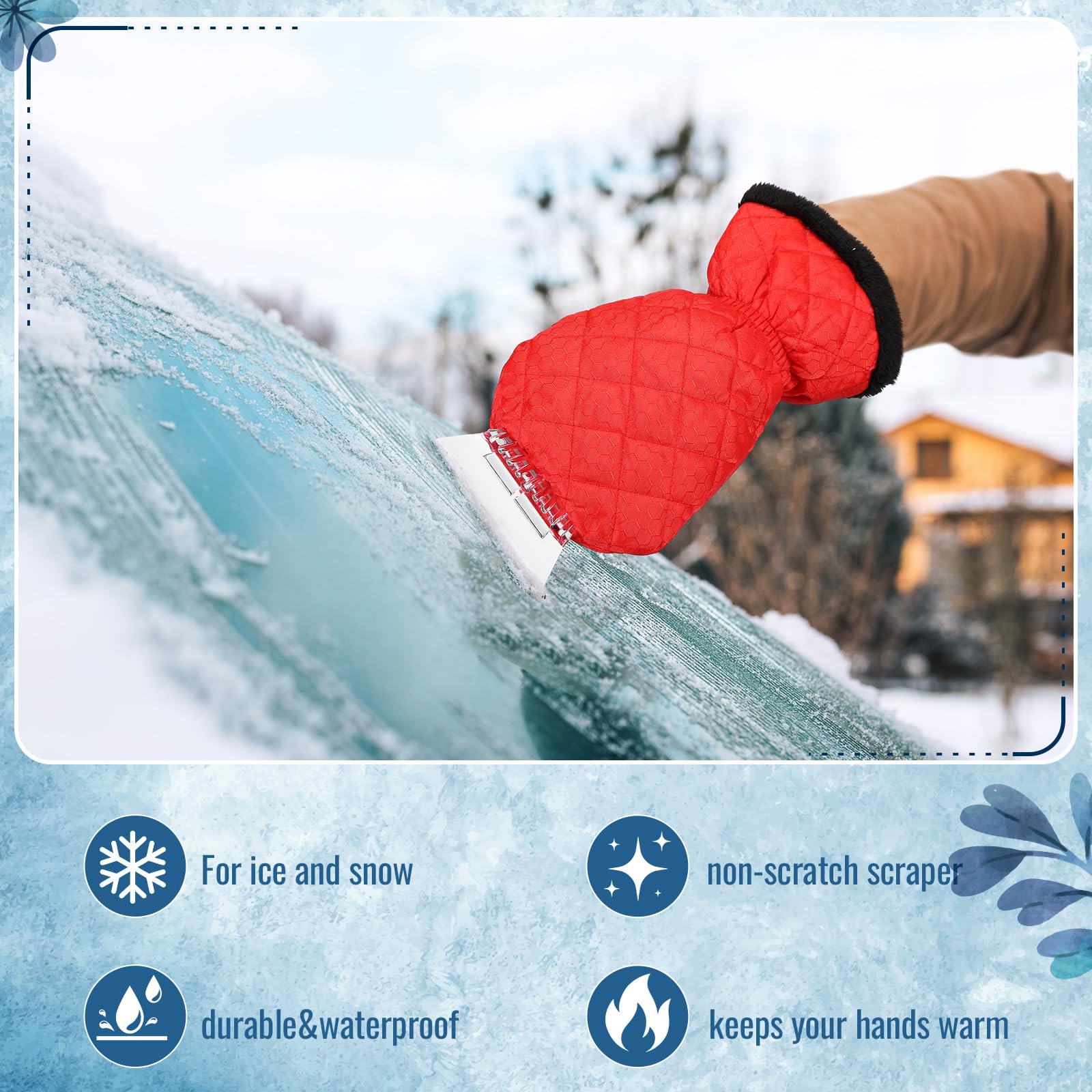 WILLBOND Ice Scraper with Glove Waterproof Ice Scrapers for Car Windshield No Scratch Comfortable Removal Snow Mitt Glove Windpr