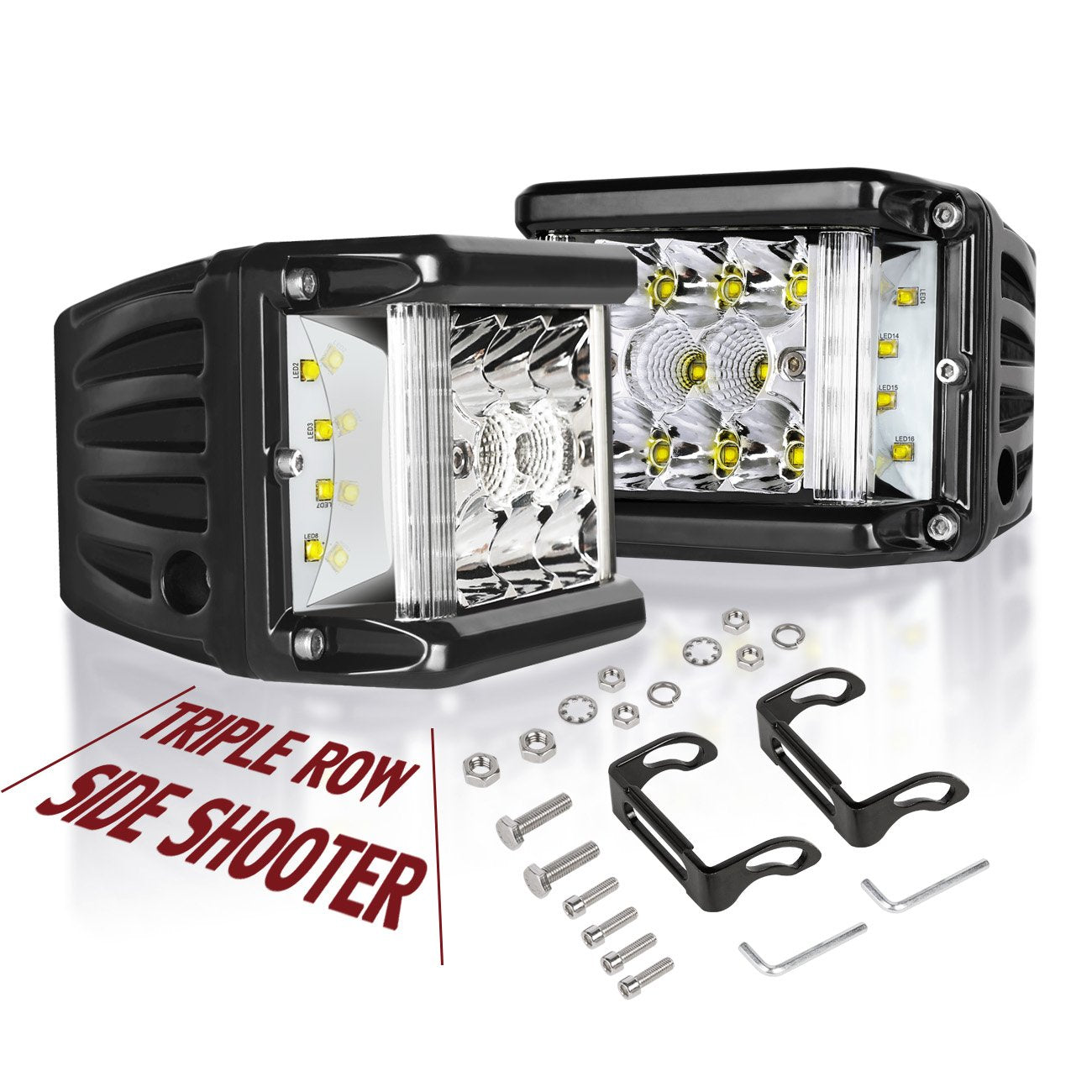 Side Shooter Led Lights Auto Power Plus 2Pcs 4 Inch 90W Cube Side Shot Pods Off Road Light Pods Dual Row Work Light Bar Ip 68 Wa