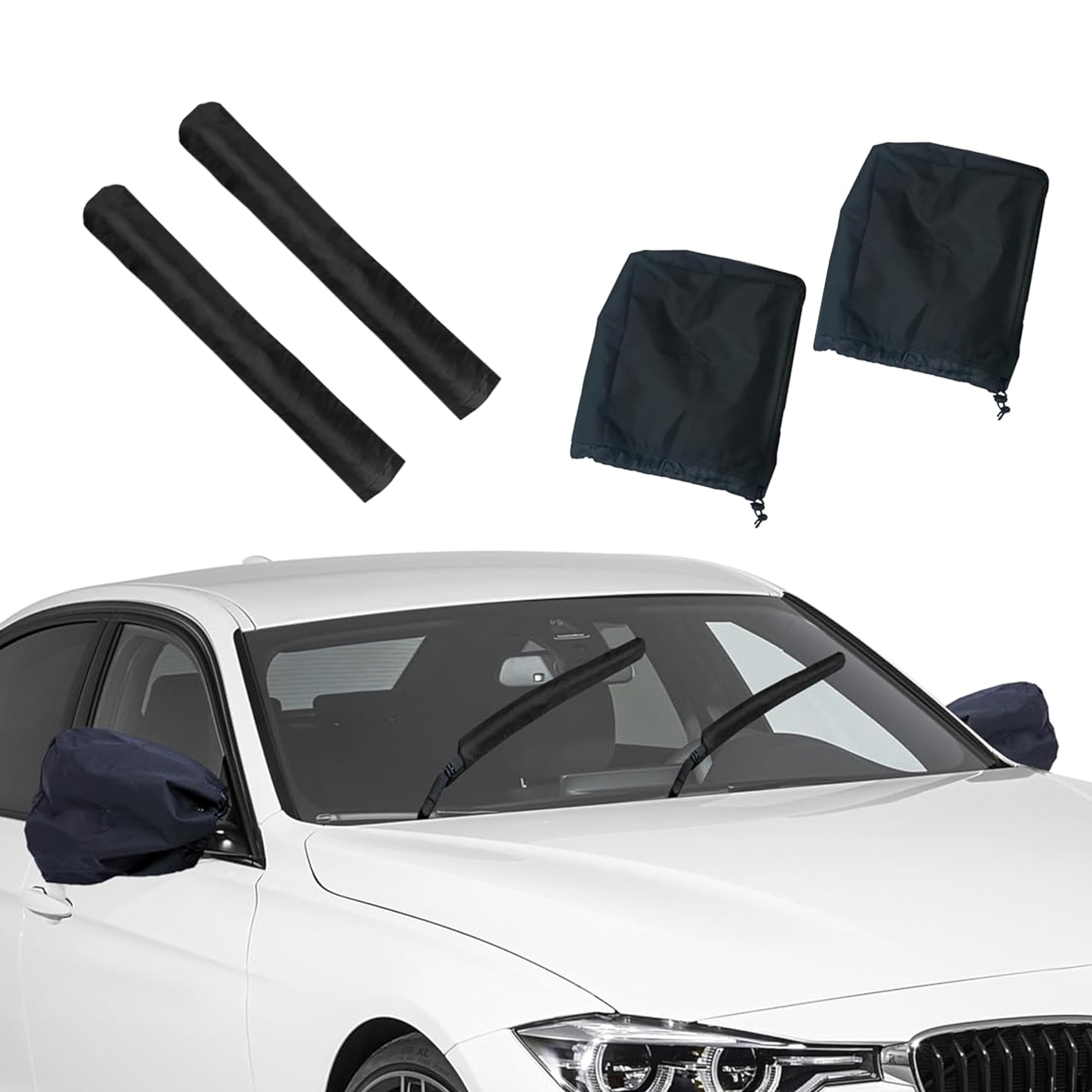 Econour Windshield Cover For Ice And Snow (4-Pack) | Durable Winter Snow Cover With Side Mirror & Wiper Blade Covers | Waterproo