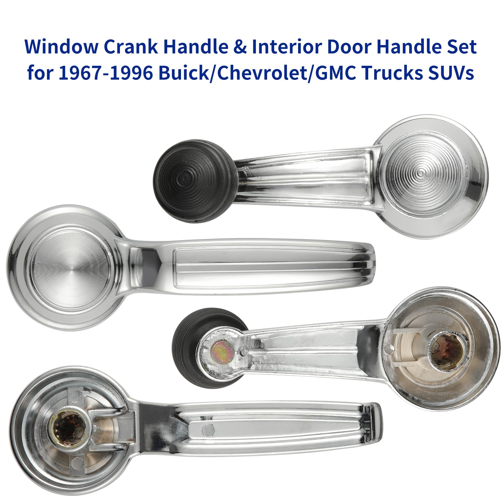 Lcyolada Window Crank Handle & Interior Door Handle Set For 1967-1996 Buick/Chevrolet/Gmc Trucks Suvs Models,Chrome,Set Of 4