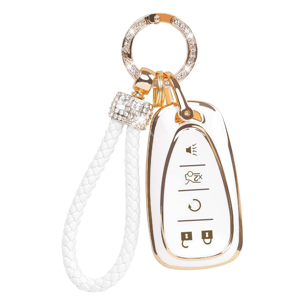 Cogeek For Chevy Key Fob Cover With Bling Lanyard, Key Fob Case For Chevrolet 2017 2018 2019 2020 2021 Chevy Malibu Camaro Trax Traverse Sonic Cruze Equinox Spark Soft Tpu Protection Smart Key Holder