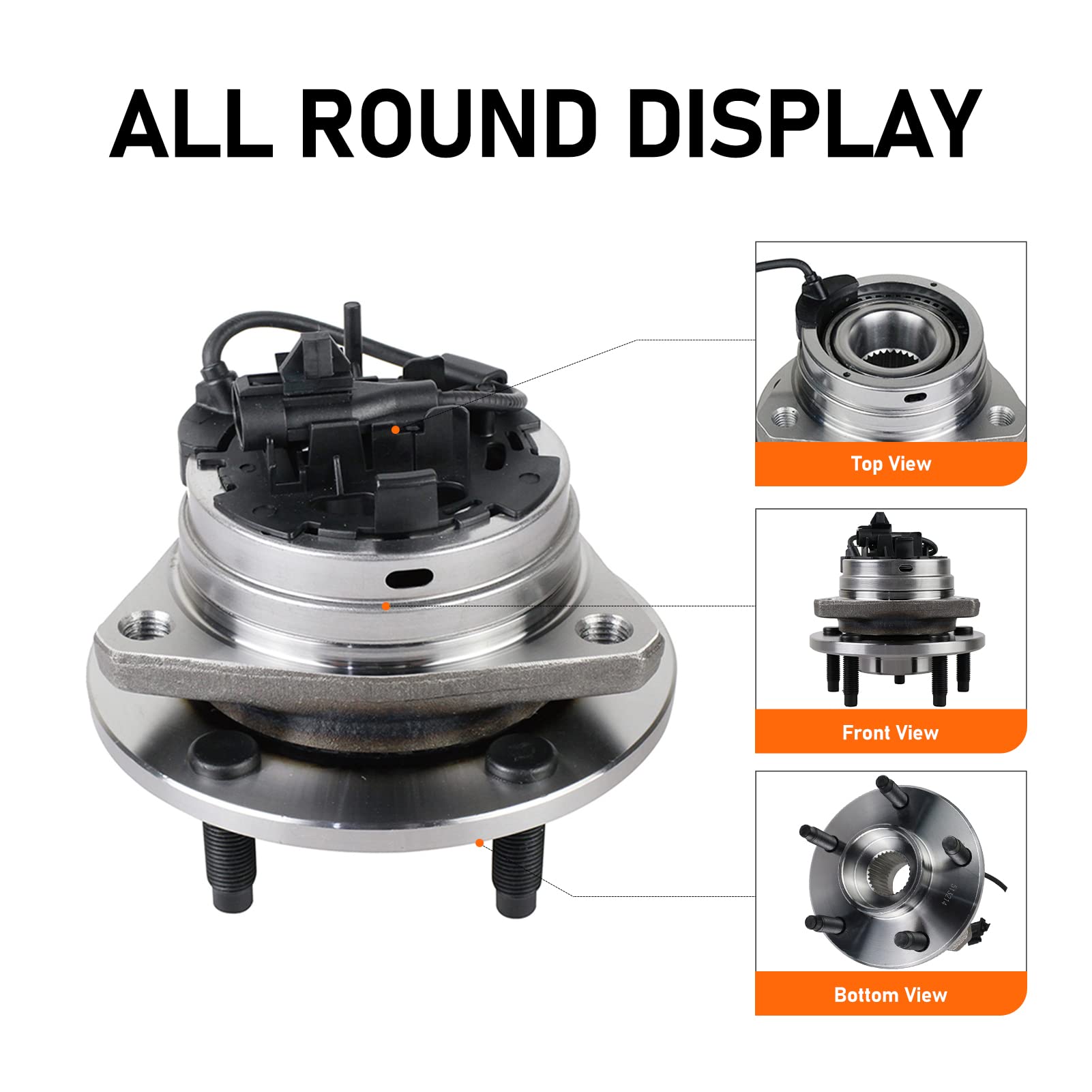 MACEL 513214 Front Wheel Hub Bearing Assembly Compatible with 04-12 Chevy Malibu, 08-10 Cobalt HHR, Cobalt, 05-10 Pontiac G6, 07