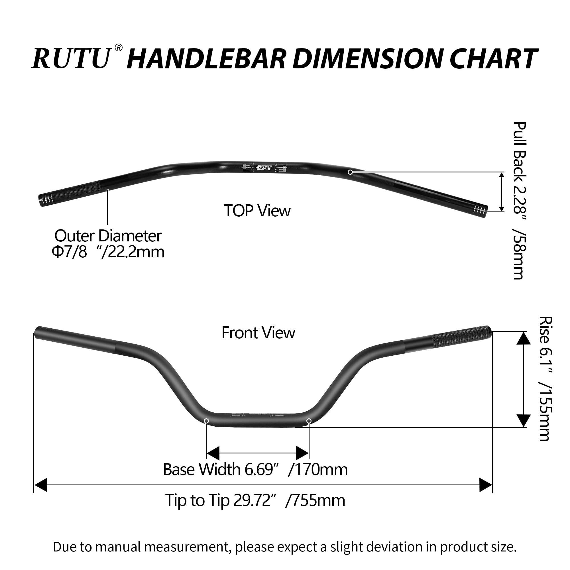 Rutu 7/8'' Dirt Bike Handlebars With Foam Pad - Motorcycle Handlebars Compatible With Crf Yzf Kxf, Klx, Rmz, Drz Pit Dirt Bikes,