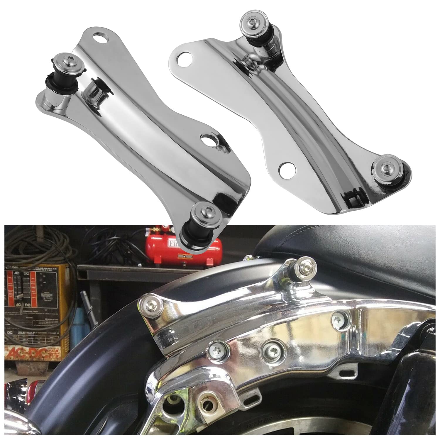 Ecotric Chrome 4 Point Docking Hardware Kit Compatible With 2014-2024 Harley Davidson Touring Street Glide Road King Electra Glide Year Replacement For 52300353