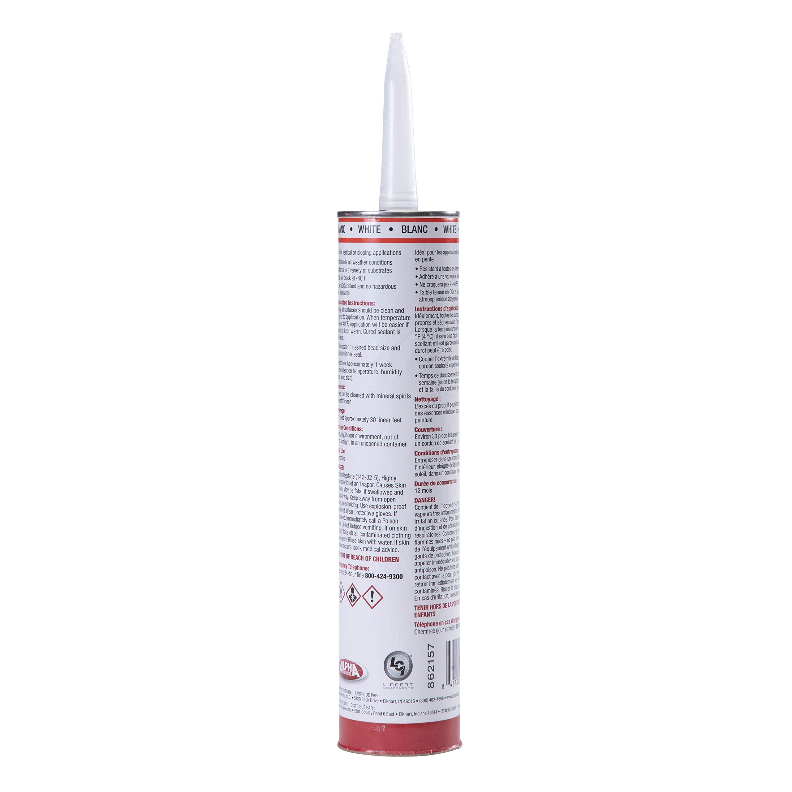 Alpha Systems 862157 1010 Upc Non-Sag Sealant, White (Qty 8)