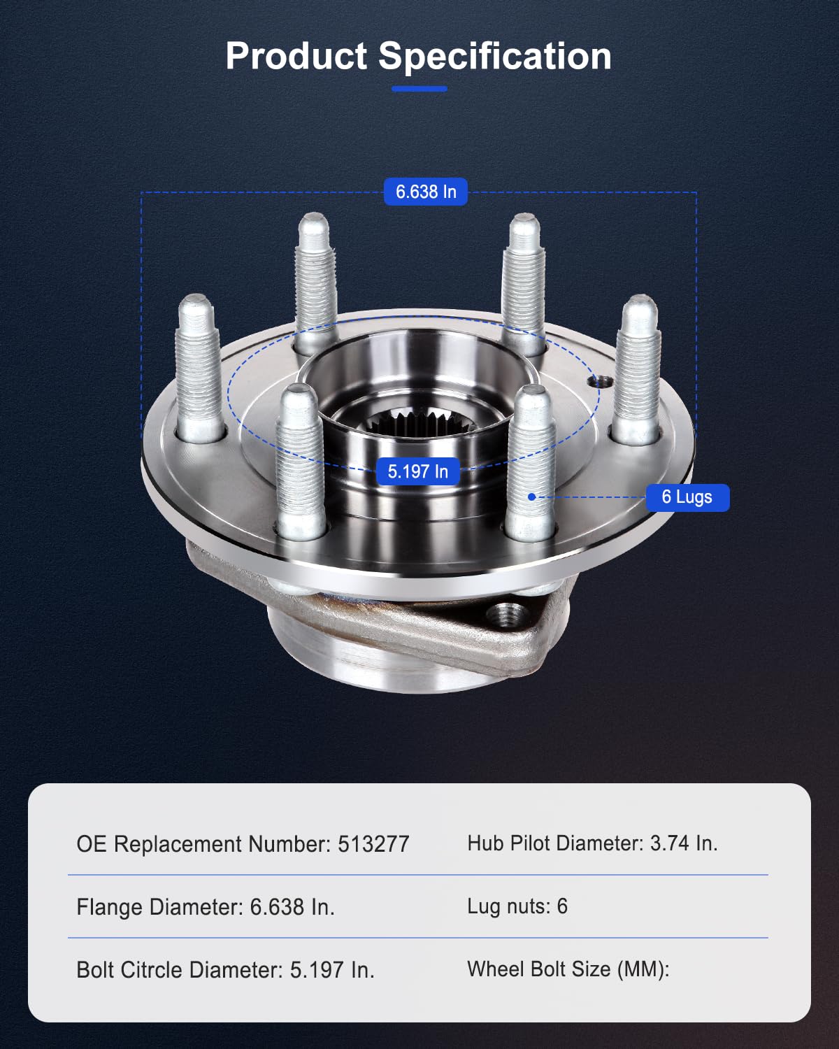 ECCPP Rear or Front Wheel Hub Bearing Assembly 6 Lugs w/ABS Fit for Buick Enclave 08-16, Fit for Chevy Traverse 09-16, Fit for G