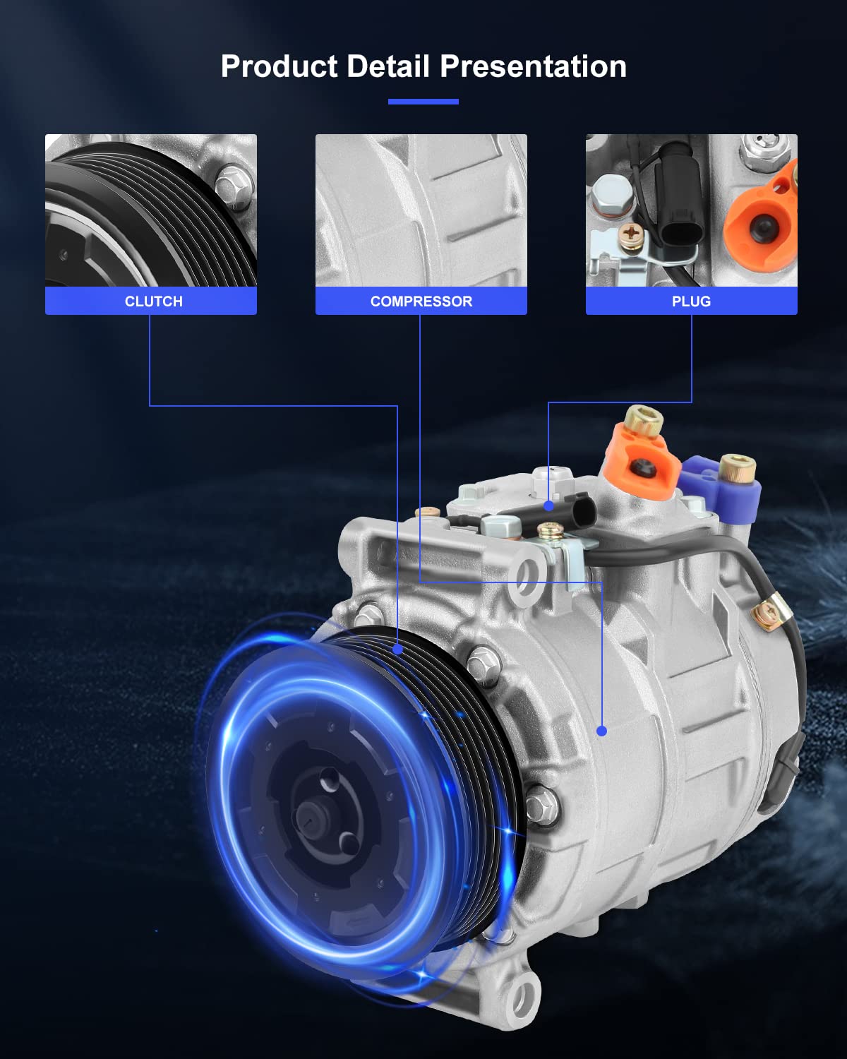 Eccpp Ac Compressor 2007-2009 Fit For Dodge Sprinter 2500 3500 3.0L 2014-2017 For Freightliner Sprinter 2500 3500 2.1L A/C Compr