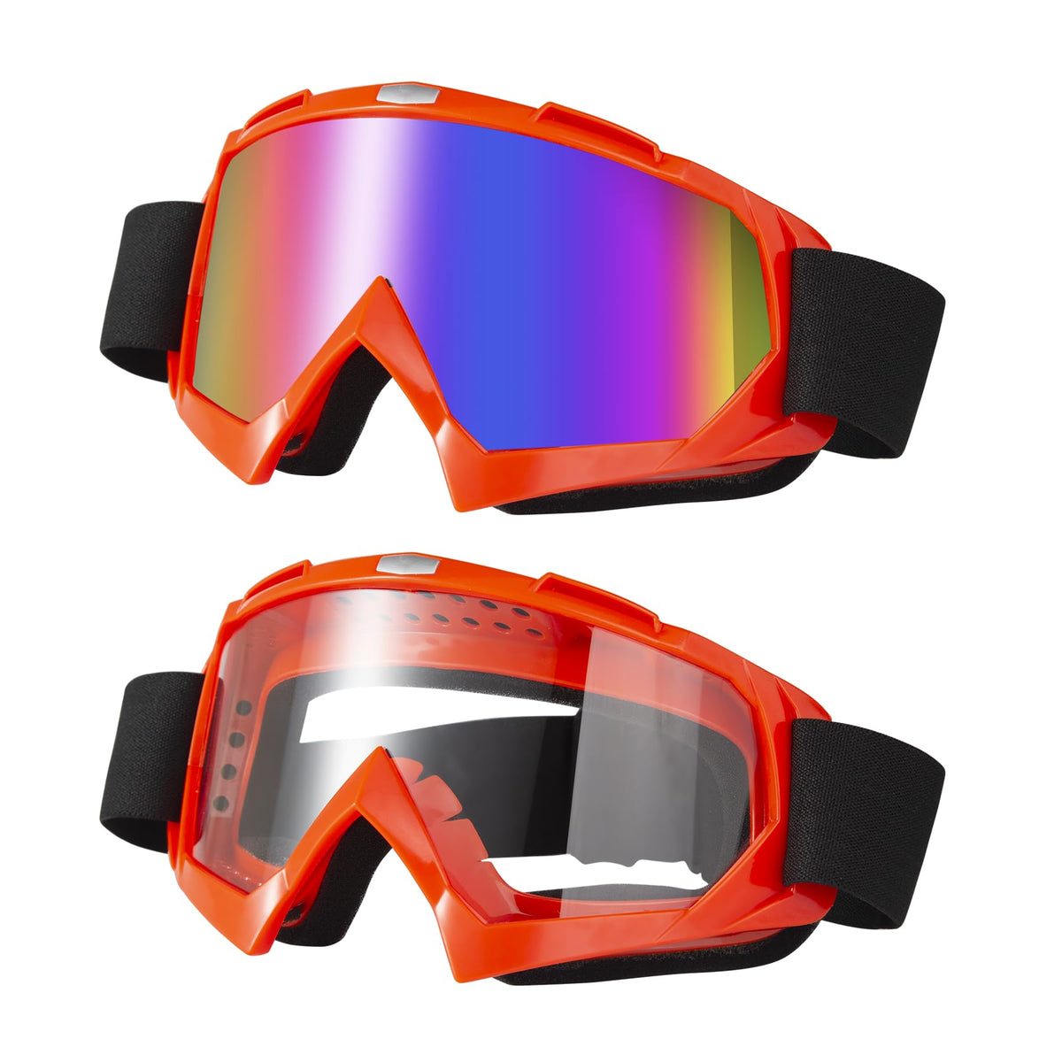 LJDJ Dirt Bike and Ski Goggles - 2 Pack ATV and Motorcycle Goggles - Windproof Offroad Protective Glasses for Men, Women and You