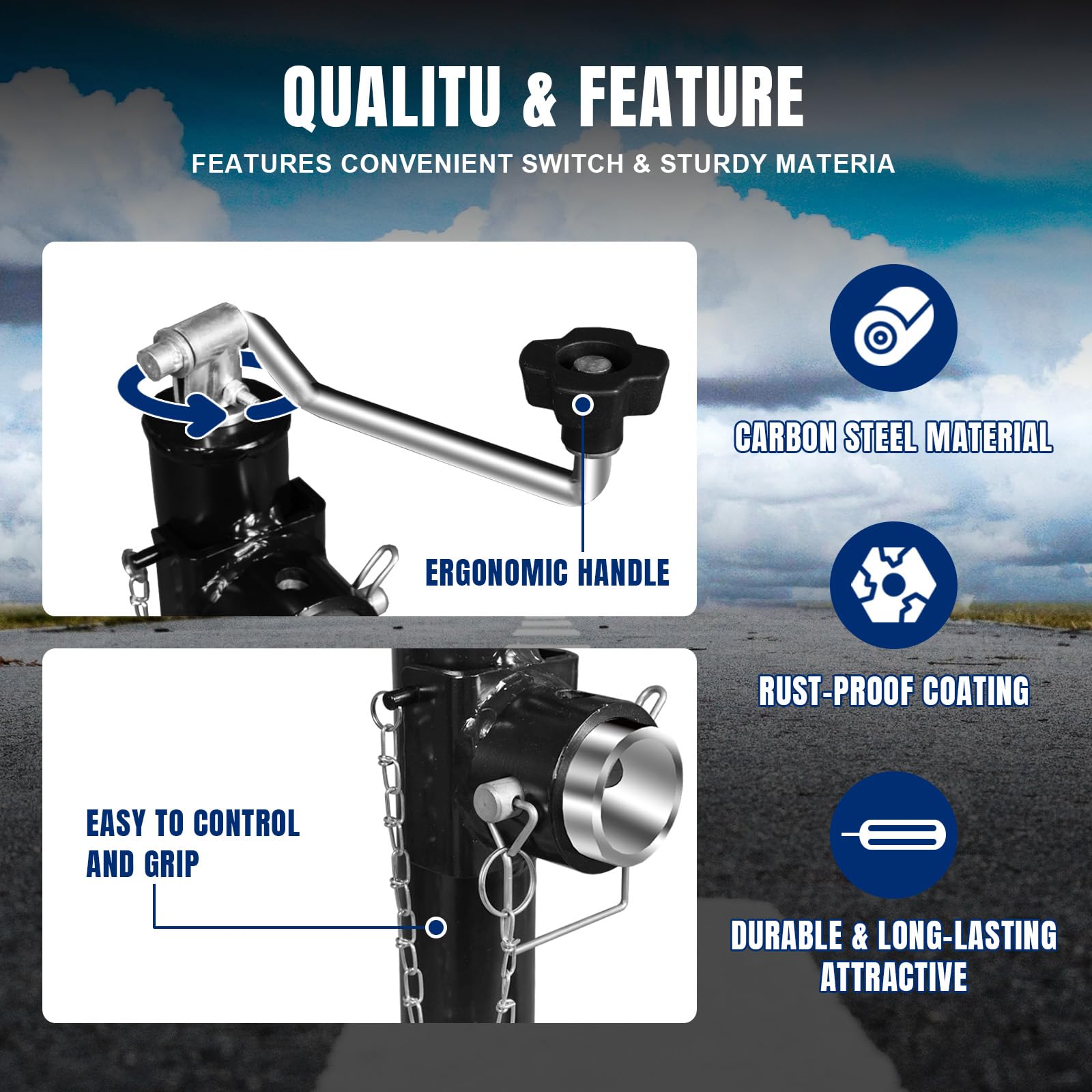 Torin 2000Lbs Trailer Jack Heavy-Duty Square Direct Weld On Rv Jack, 10 Inches Lift, Adjustable Drop Leg, For Lifting Rv Trailer