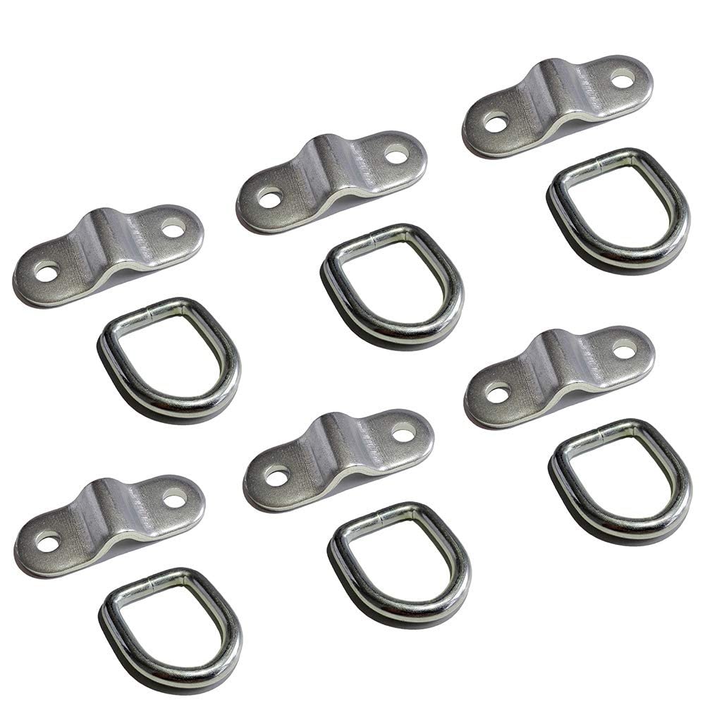D Rings Tie Down Anchors Hooks For Trailer Truck Bed Bracket Enclosed Points Pickup Camper Surface Mount D-Ring 1/4 Heavy Duty 6 Pack W/ 7200 Pound Capacity