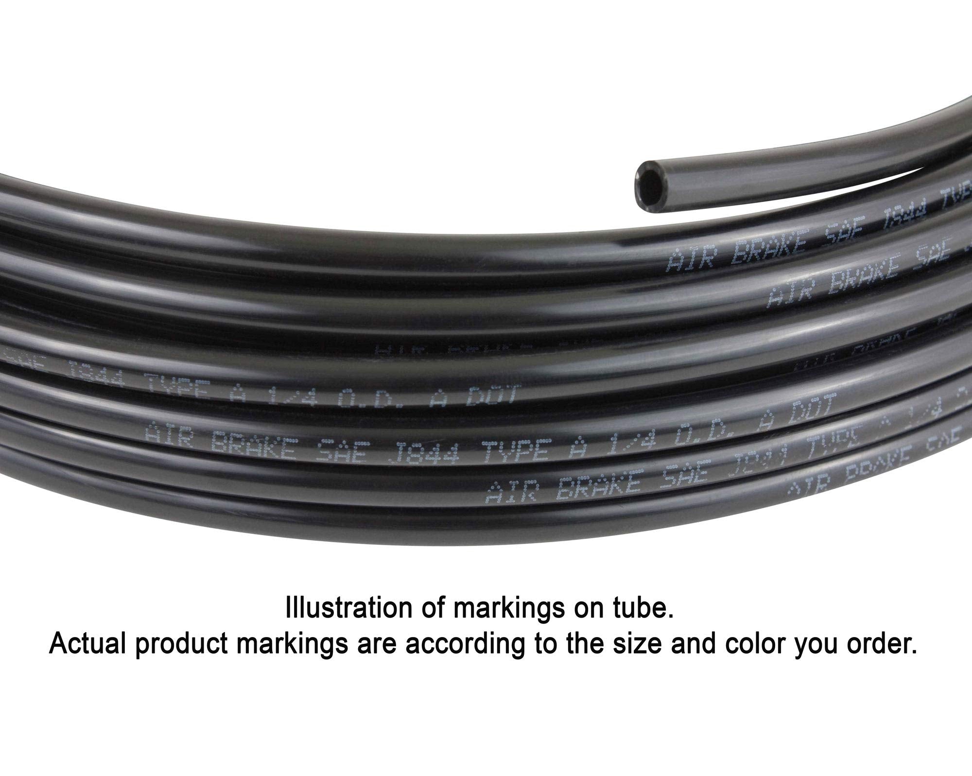 Mytee Products 1/4'' OD x 100' Black SAE J844 Nylon Air Brake Tubing DOT Approved | Pneumatic Nylon Air Line Hose for Air Brake