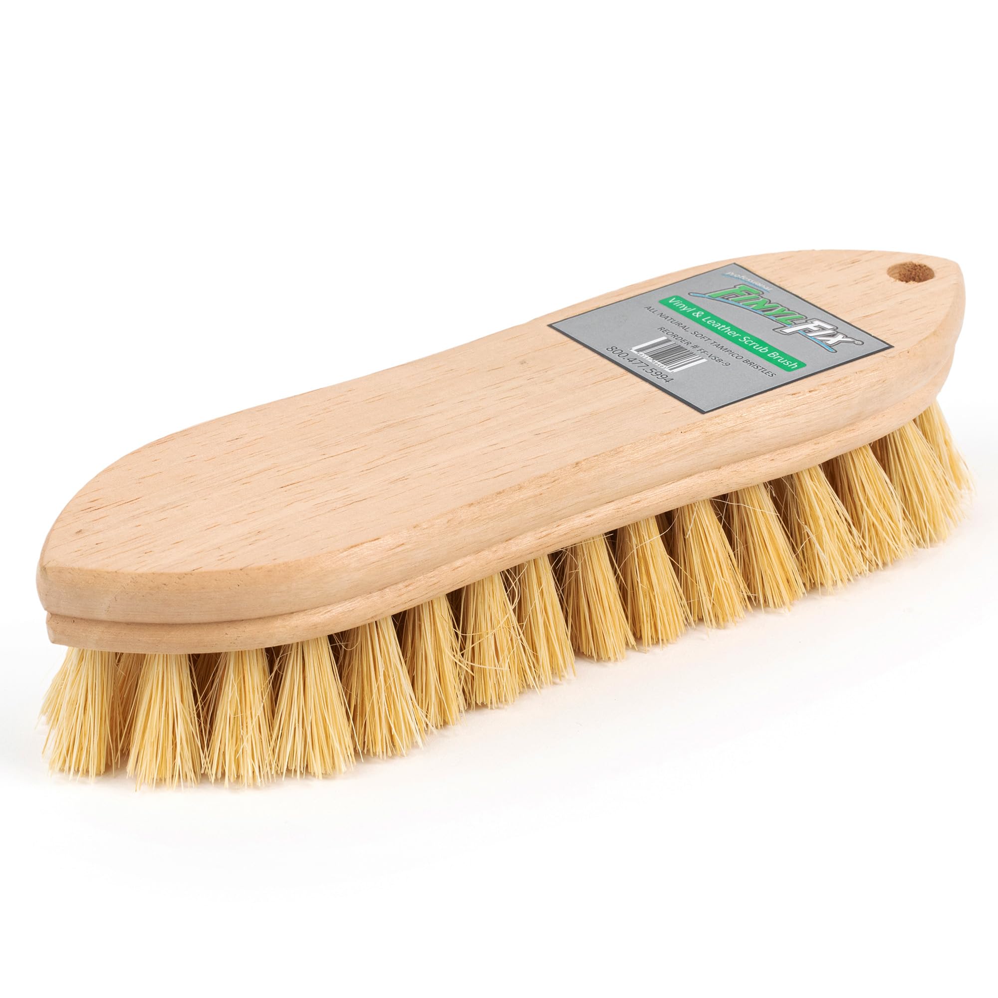 Finyl Fix Vinyl & Leather Scrub Brush - Natural, Non-Abrasive Tampico Bristles: Upholstery Cleaning, Boats, Canvas, Car Detailin