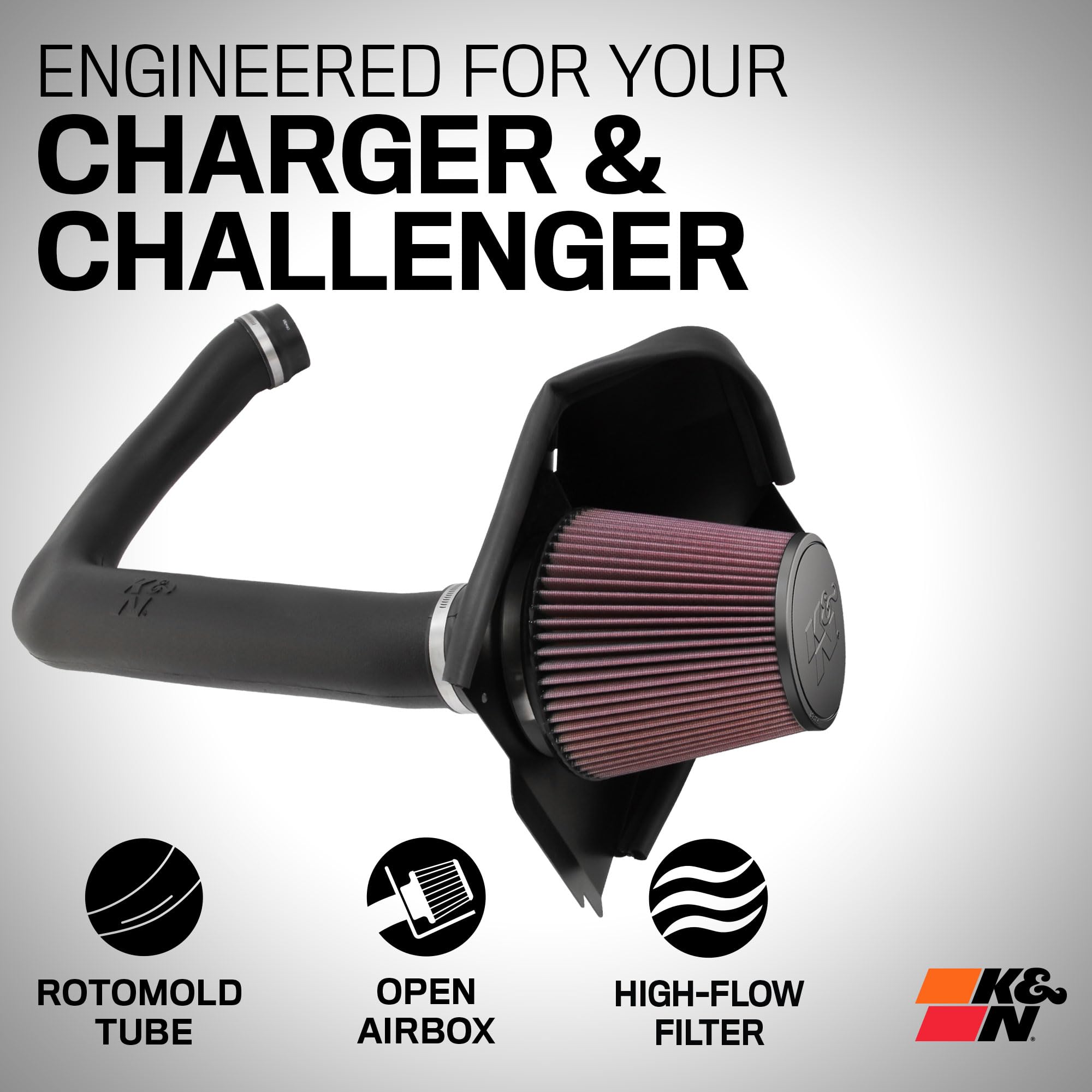 K&N Cold Air Intake System: High-Flow Air Filter, Increase Performance & Acceleration: Compatible With 2011-2019 Chrysler/Dodge,