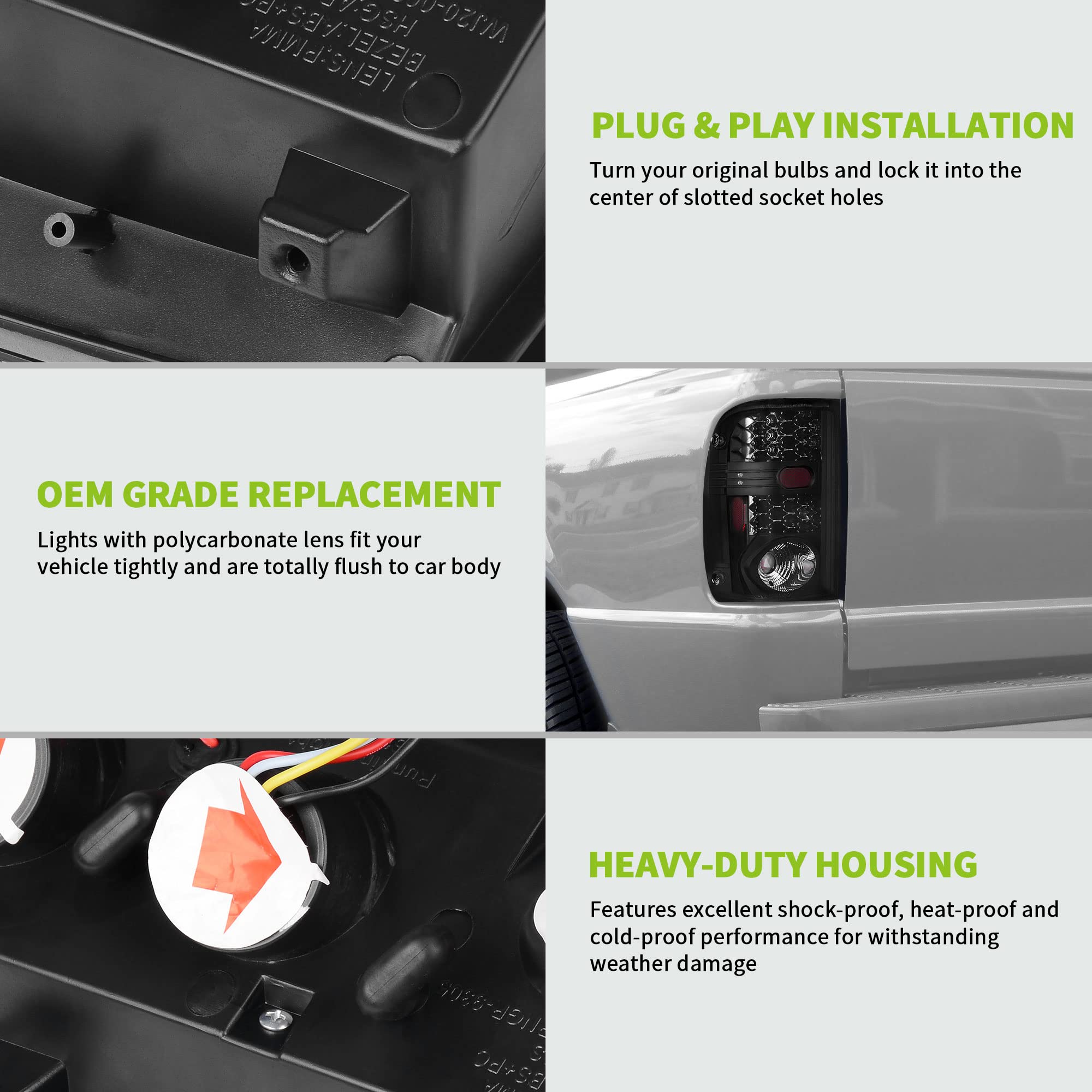 Autosaver88 Led Tail Lights Compatible With Ford Ranger 2001 2002 2003 2004 2005, Tail Lamps Black Smoke Replacement Assembly Left + Right Pair