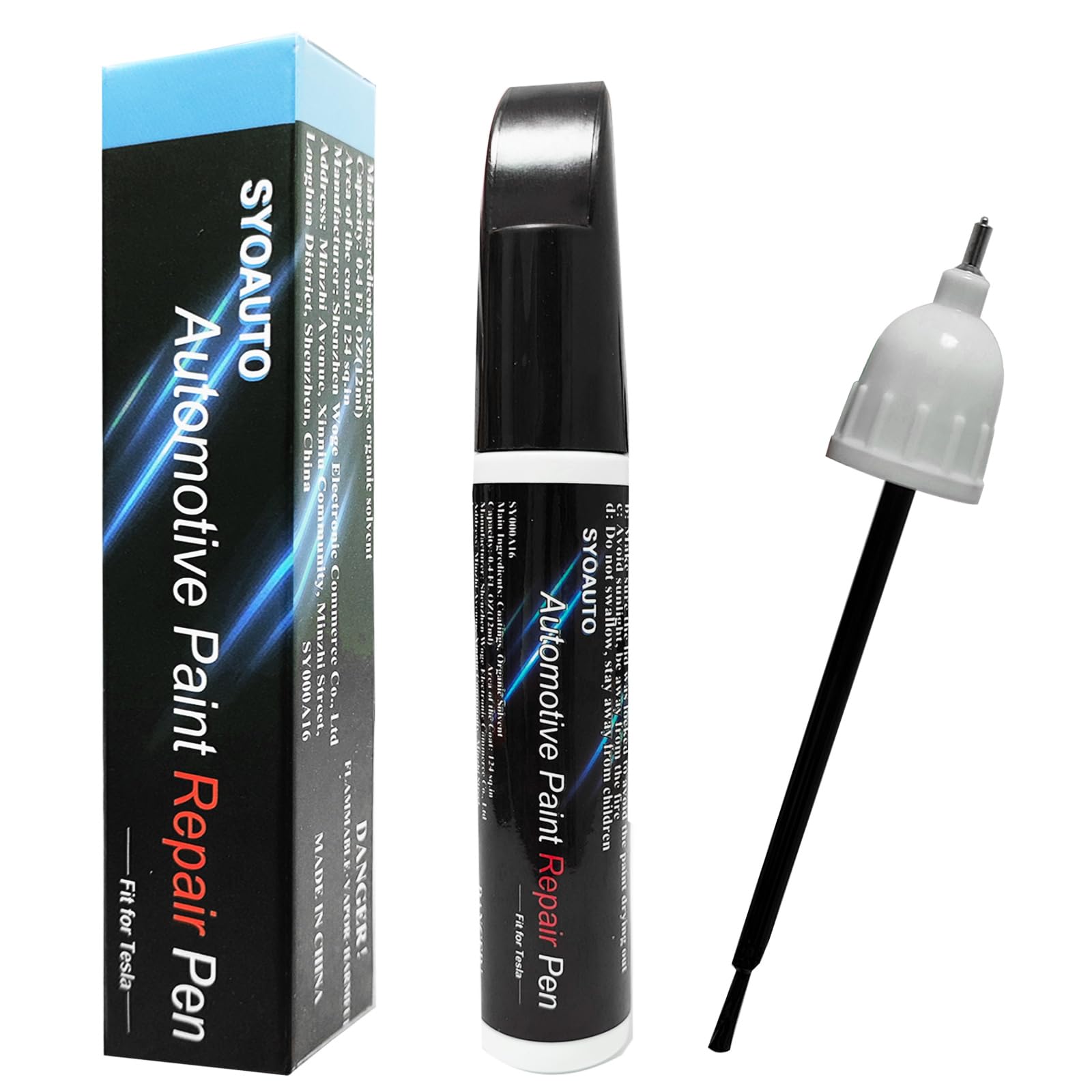 Syoauto Touch Up Paint Black Fit For Tesla Model Y 3 X S Tesla Model Paint Repair Kit Tesla Paint Pen Tip And Brush 2 In 1 Auto 
