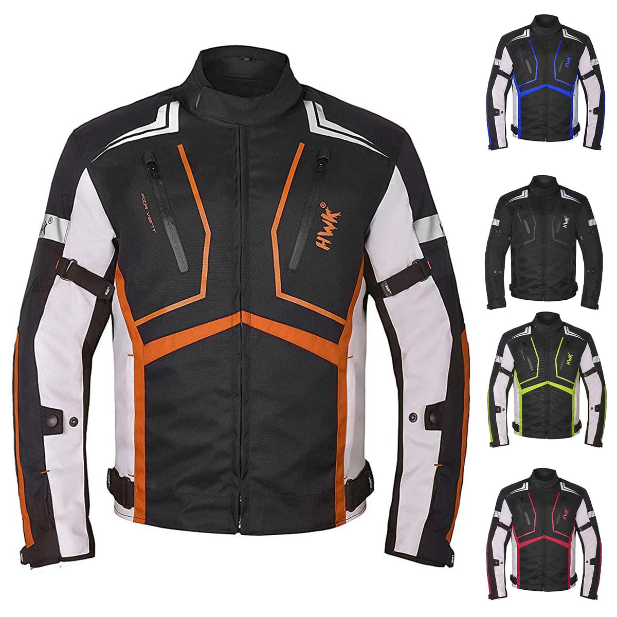HWK Scorpion Motorcycle Jacket for Men & Women, Motorcycle Gear with Body Armor Foam Padding and Breathable Cordura Fabric, Refl