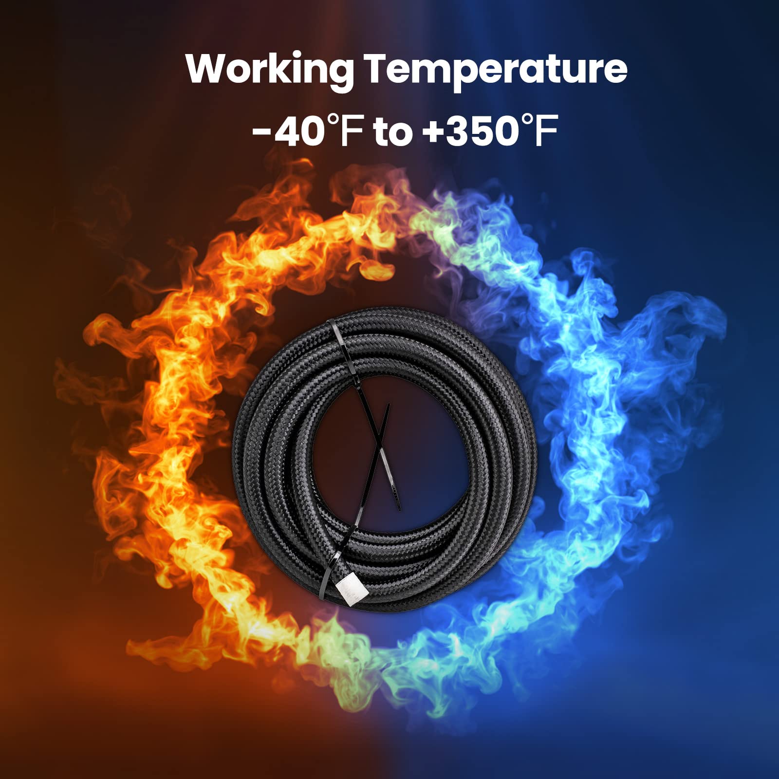 Maxpeedingrods 6An 20Ft Fuel Line Kit, 3/8' Gas Oil Line Hose, An6 Transmission Cooler Lines, Cpe Nylon Stainless Steel Braided+ -6An Push Lock Fitting Hose End 10Pcs