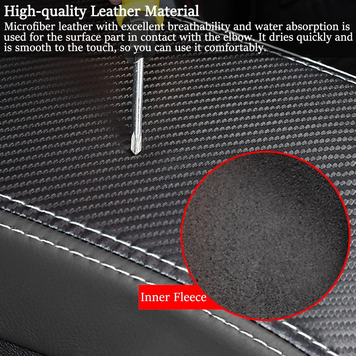 Yofamo For Dodge Challenger 2015-2023 Car Armrest Cover Waterproof Center Console Pad Covers Scratch Resistance Box Cover Leathe