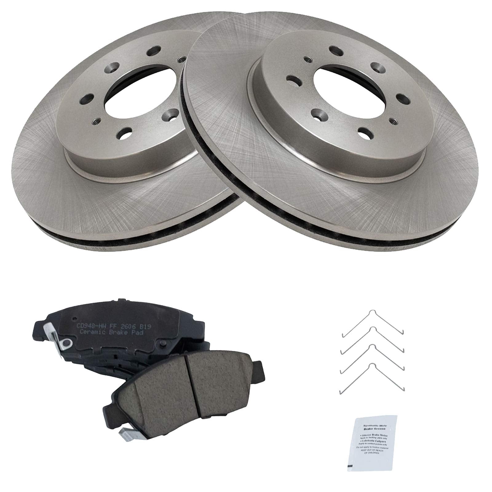 Trq Front Brake Pad & Rotor Kit Brake Pads Brake Rotor Ceramic Compatible With 2003-2005 Honda Civic 1994-1997 Civic Del Sol 200