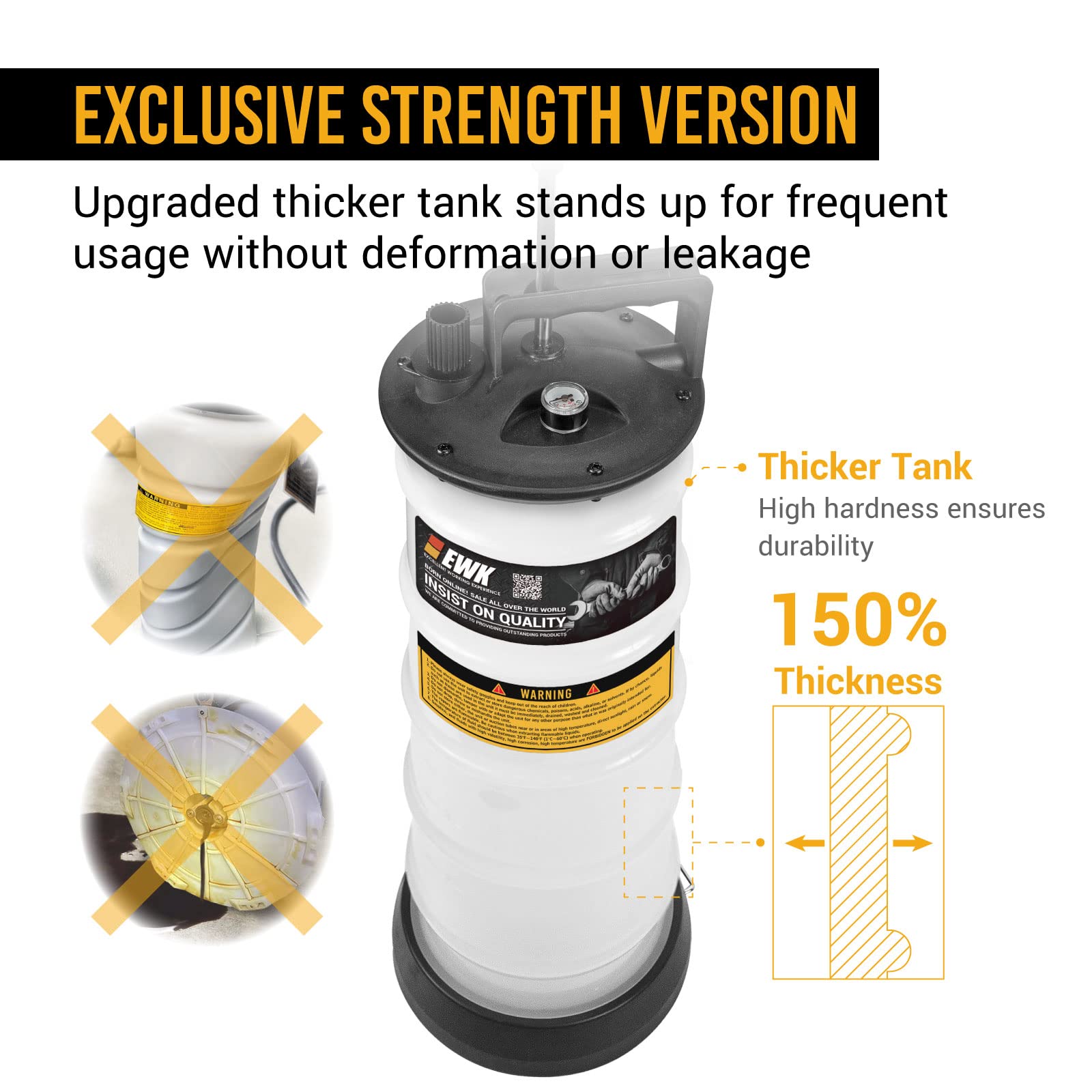 Ewk 8L Heavy Duty Manual Oil Extractor Change Pump For Automotive Fluids Vacuum Evacuation