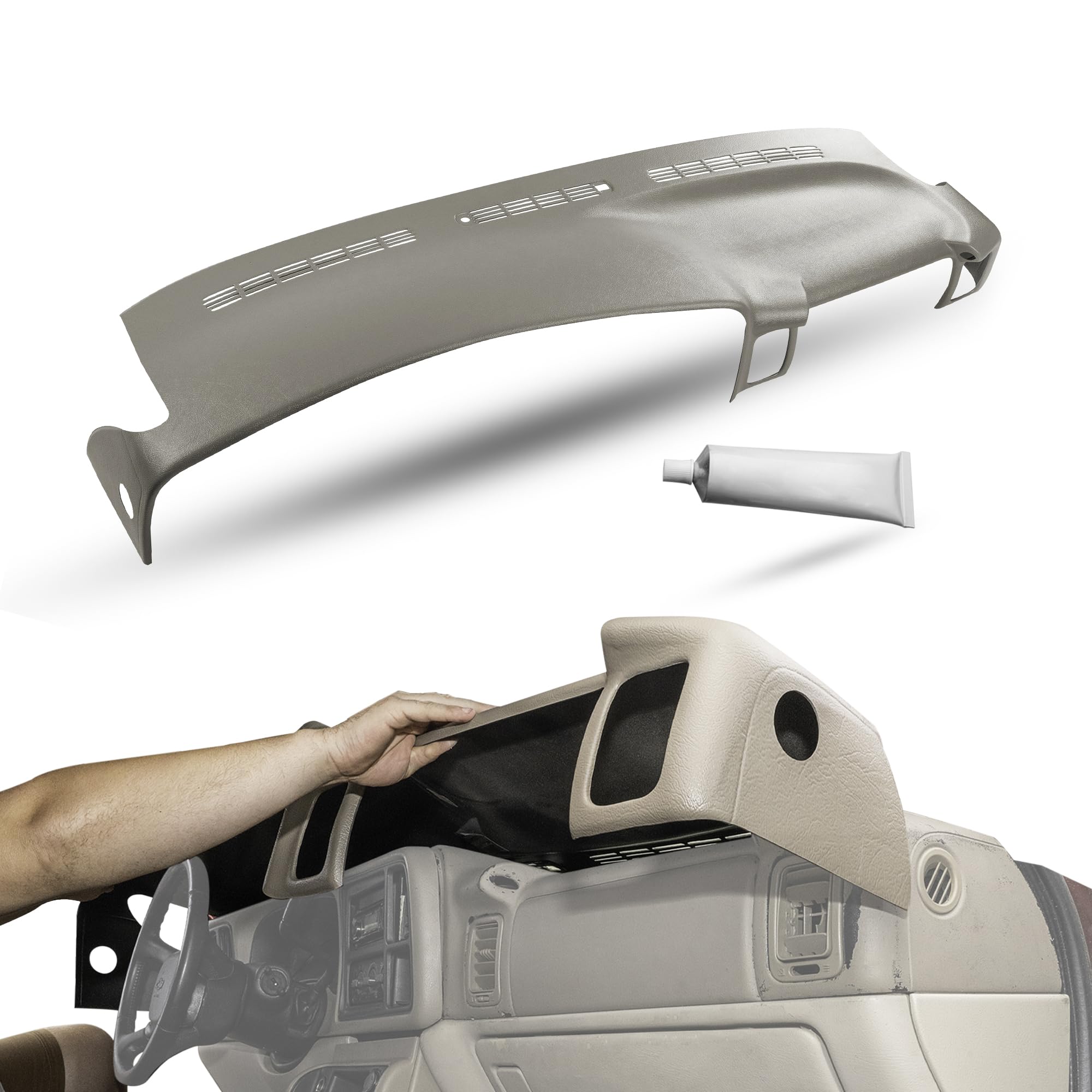 Dashskin Molded Dash Cover Cap Compatible With 2000-2006 Tahoe Suburban Yukon Avalanche & 1999-2006 Silverado Sierra In Medium N