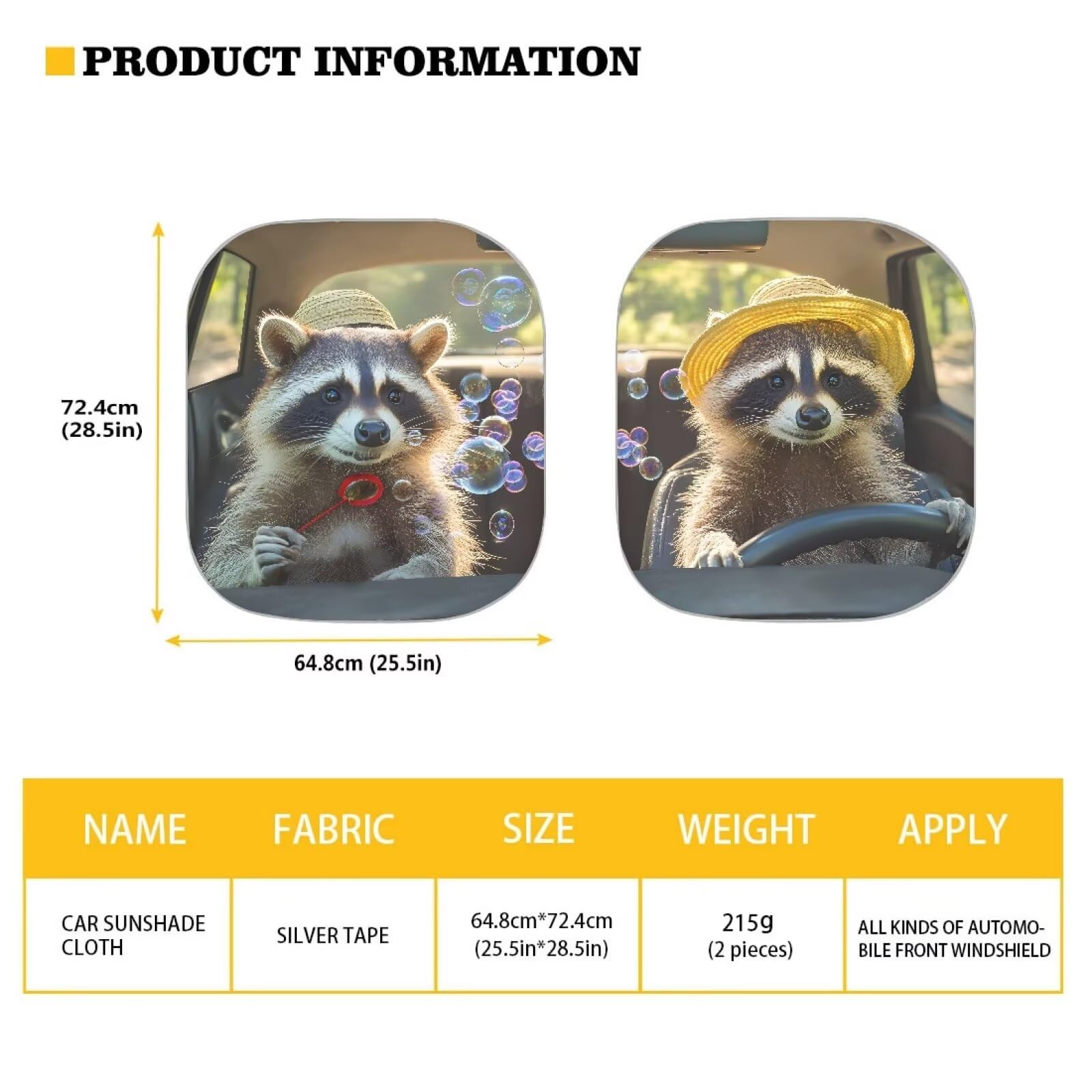 Renewold Car Windshield Sunshade Car Front Window Sun Shade For Most Sedans Suv Truck Raccoon Animal Driving Auto Sun Blocker Vi