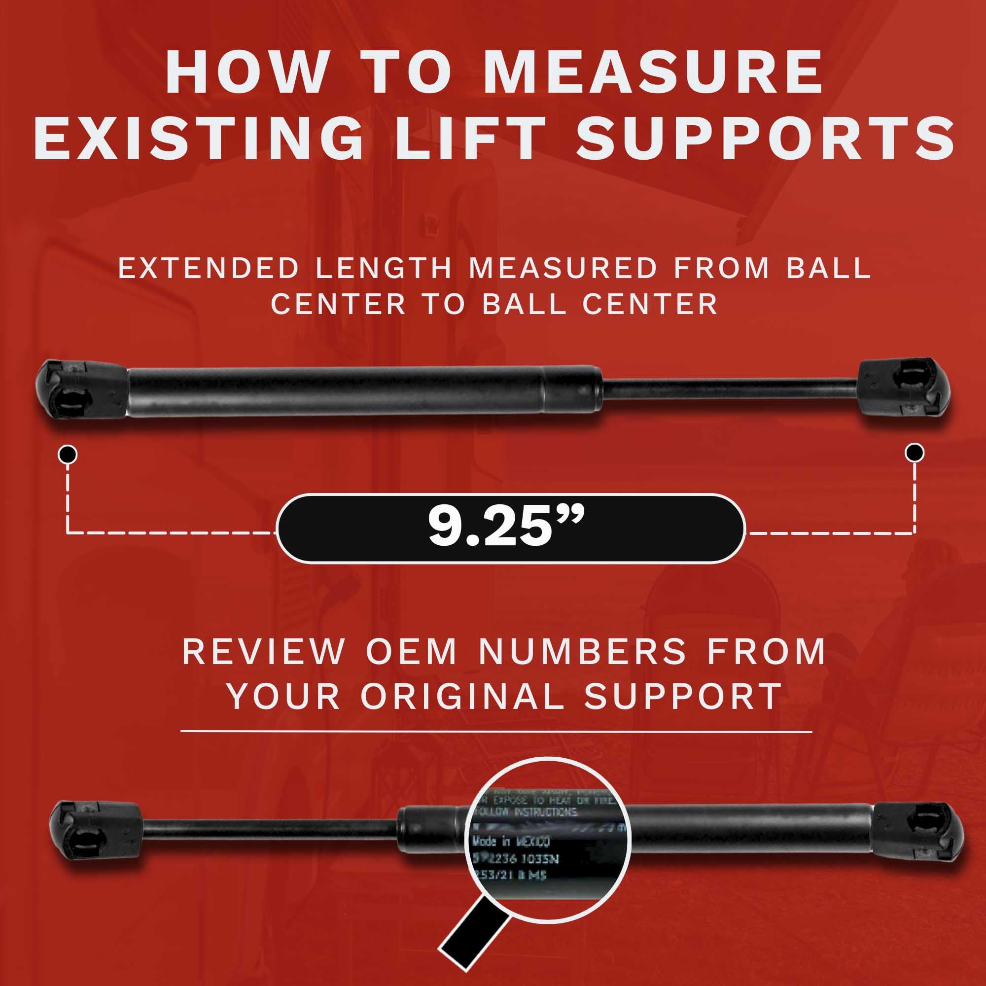 Lift Supports Depot Qty (2) 10Mm Nylon End Lift Supports 9.25 Inch Extended X 45Lbs Shocks Struts