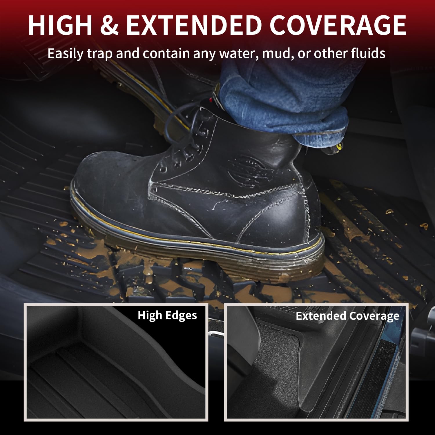 Lasfit Floor Mats For Toyota Tundra 2014-2021 Crewmax Cab, All Weather Custom Fit Floor Liner For Tundra Sr5/Trd/Limited Tpe Mat