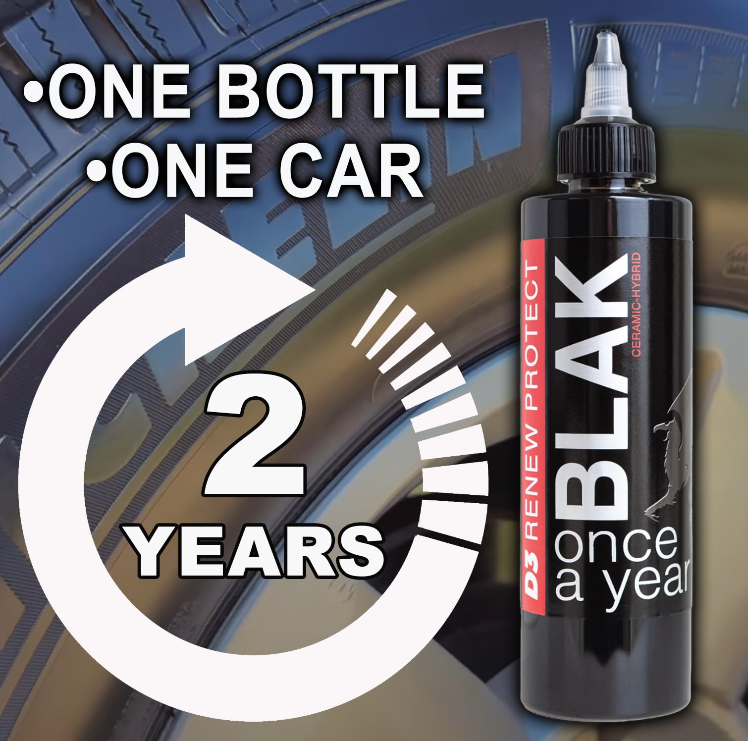 Renew Protect Blak | Semipermanent Tire & Trim Treatment, Low To High Shine & Durability, Floor Mat- Rv- Motorcycle-Safe, Acryli