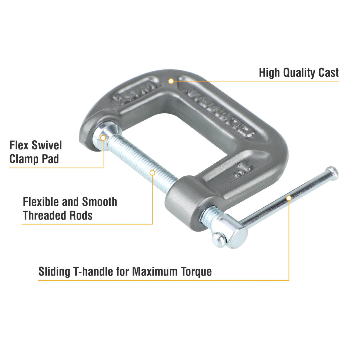 Olympia Tools Heavy Duty Cast Iron C-Clamps with 1-Inch Jaw Opening and 1-Inch T WBHDWB0CY56HJSH