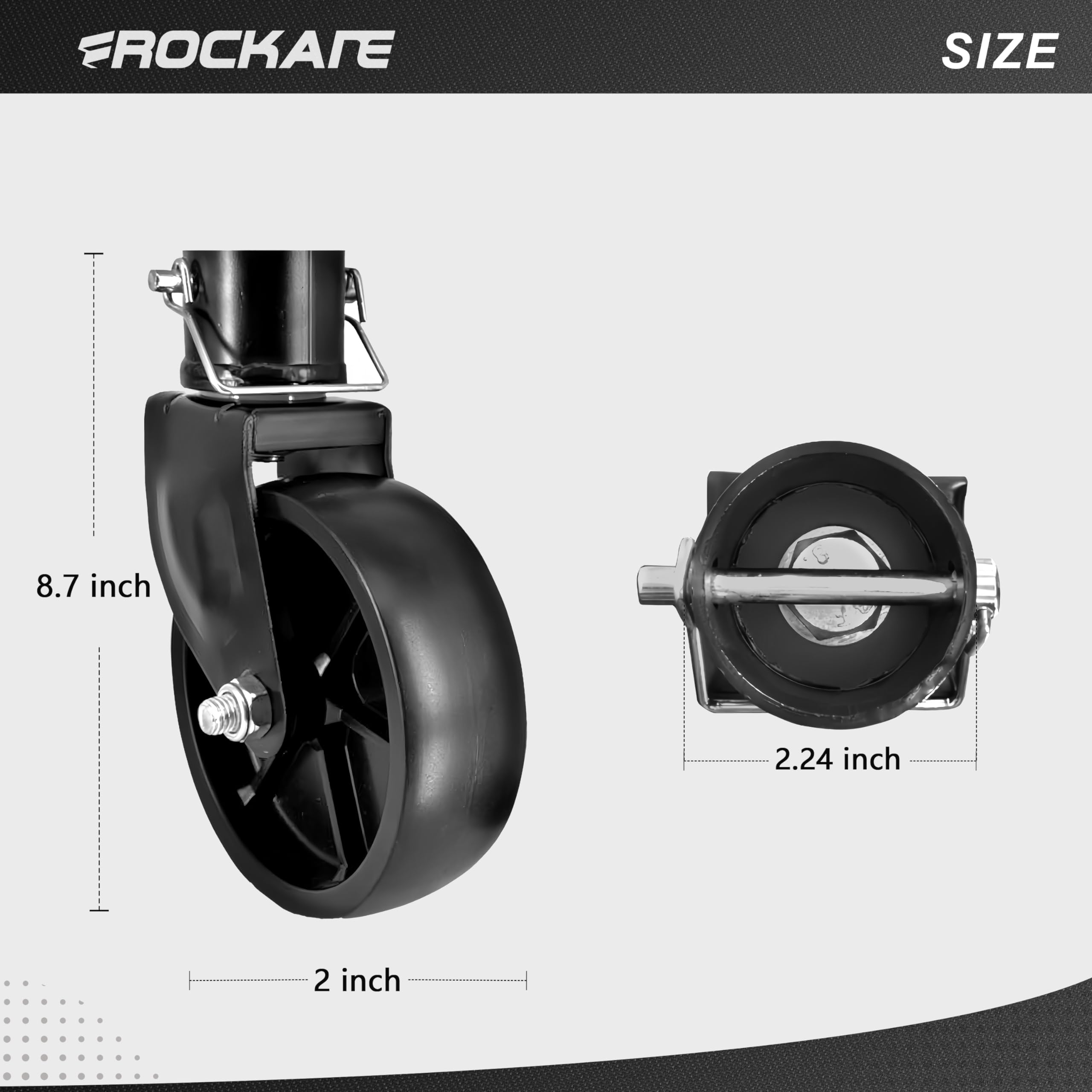 Rockane Black 6 ' ' Black Trailer Jack Swivel Caster Wheel Replacement, Heavy Duty 1200Lbs Capacity With Pin For Soft Ground Rol
