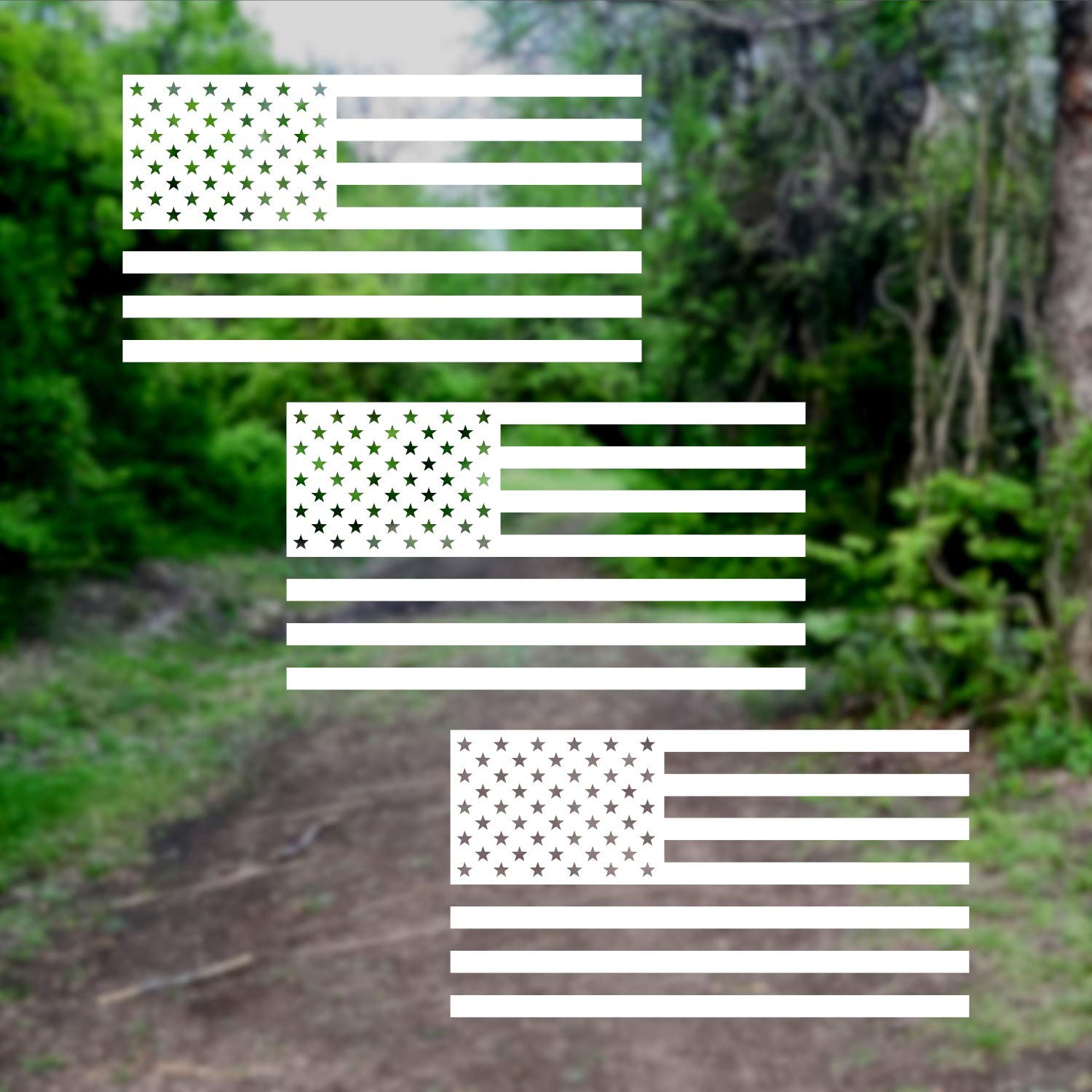 American Us Flag [Pick Color/Size] Vinyl Decal Sticker For Laptop/Car/Truck/Window/Bumper (5In X 2.8In [3-Pack], Gloss White)