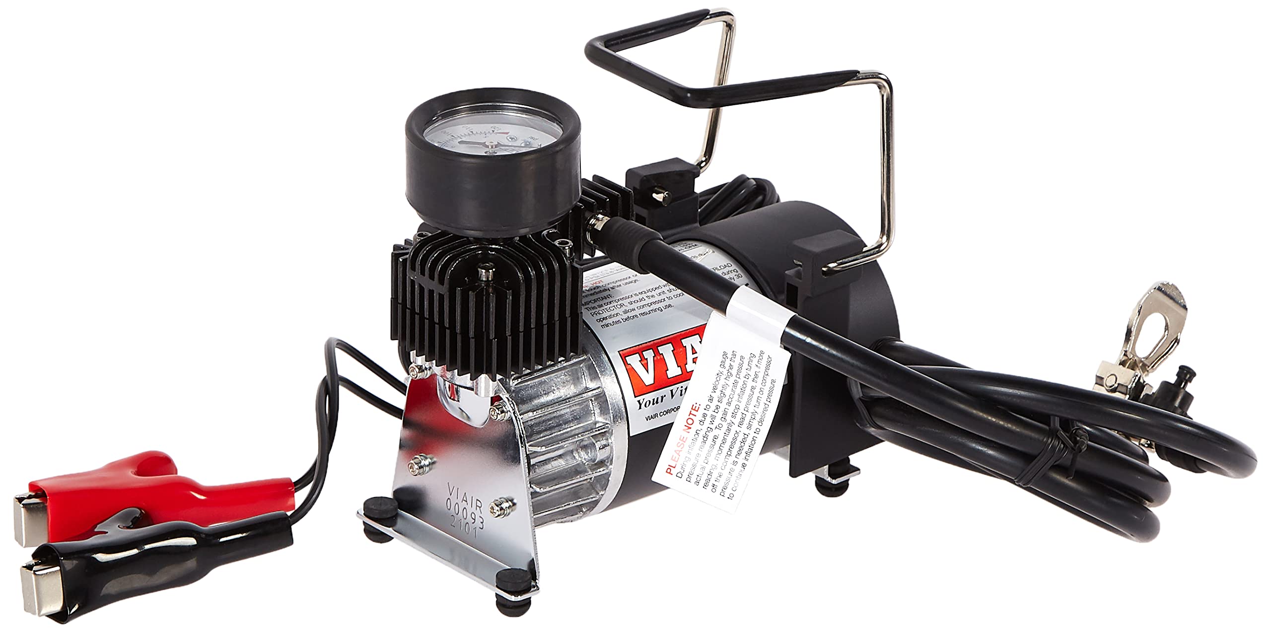ViAir 90P - 00093 Portable Compressor Kit With Alligator Clamps, Tire Inflator, Tire Air Pump, 12V, 30 Min. @ 30 PSI, 120 PSI, F