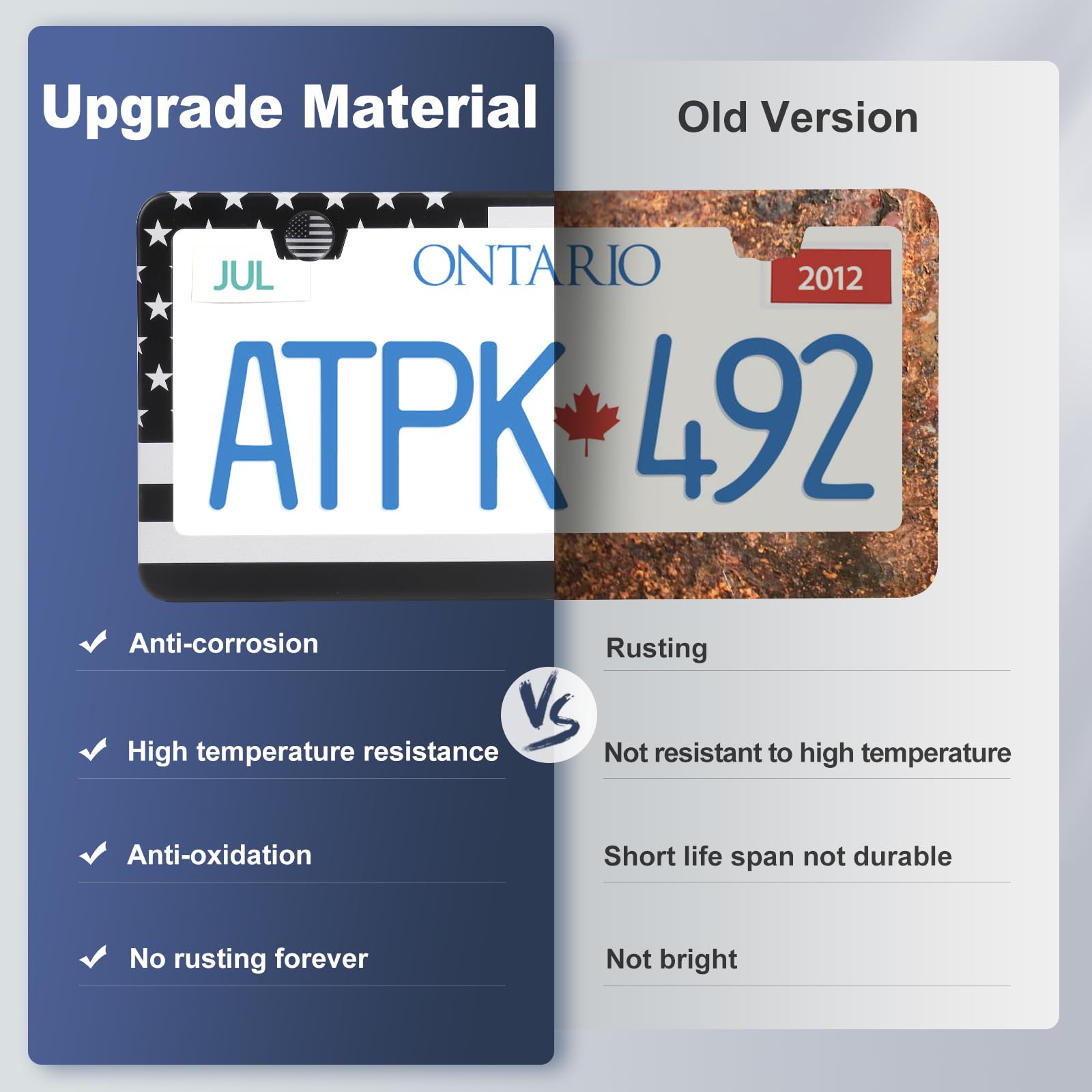 Quanqiufei 2 Pack License Plate Frames, Stainless Steel Car License Plate Cover Car Accessories With Screw Caps (Grey And Black)