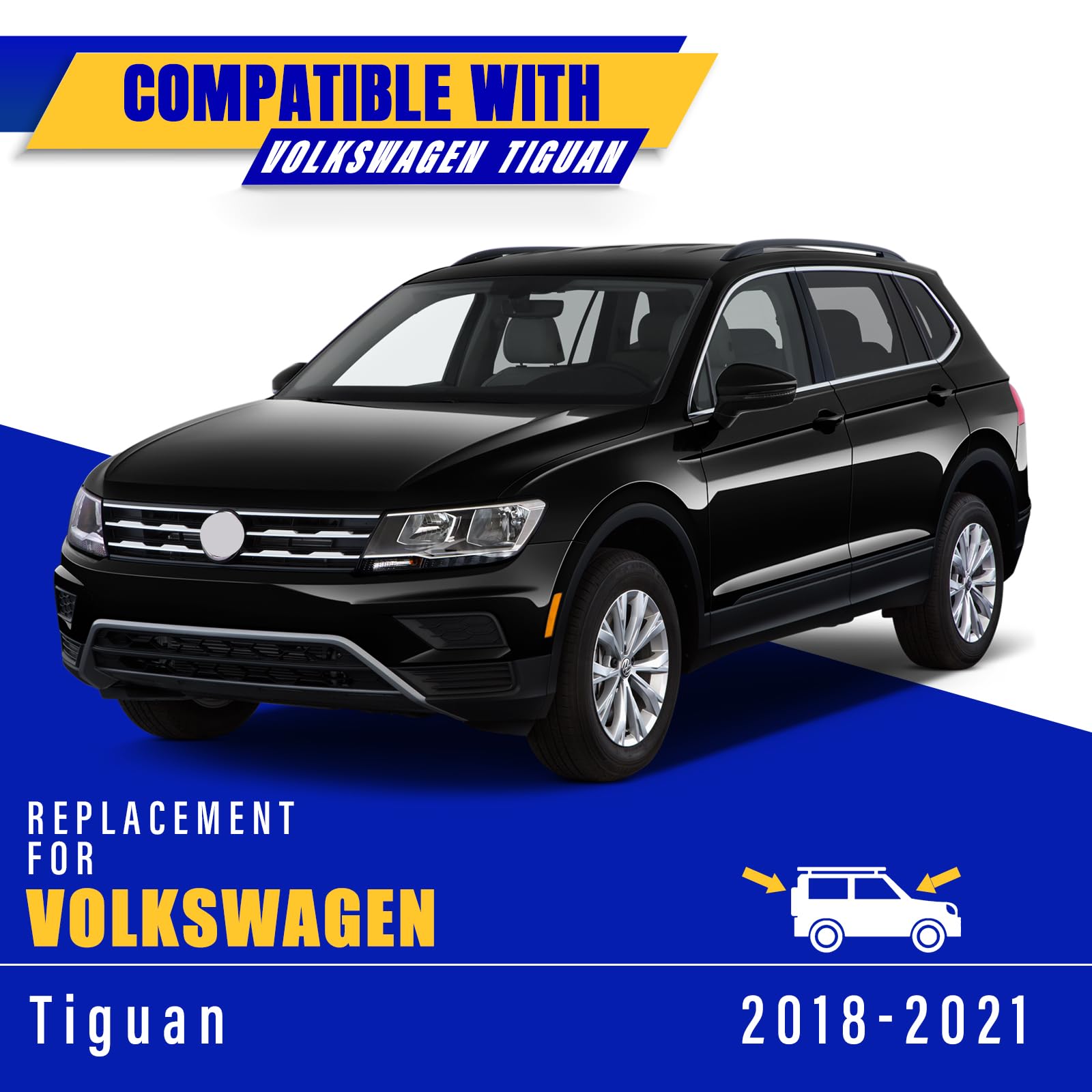 3 Wipers Replacement For 2018-2021 2022 Volkswagen Vw Tiguan, Windshield Wiper Blades Original Equipment Replacement - 25/22/15 (Set Of 3) Top Lock