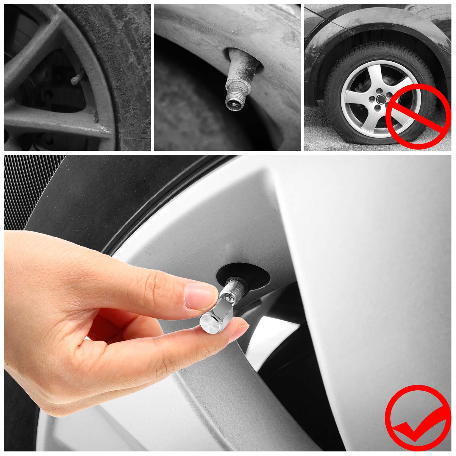 20 Pieces Tire Valve Caps Aluminum Valve Stem Caps In Hexagon Shape With Rubber O-Ring Seal Stem Covers Universal Fits For Car T