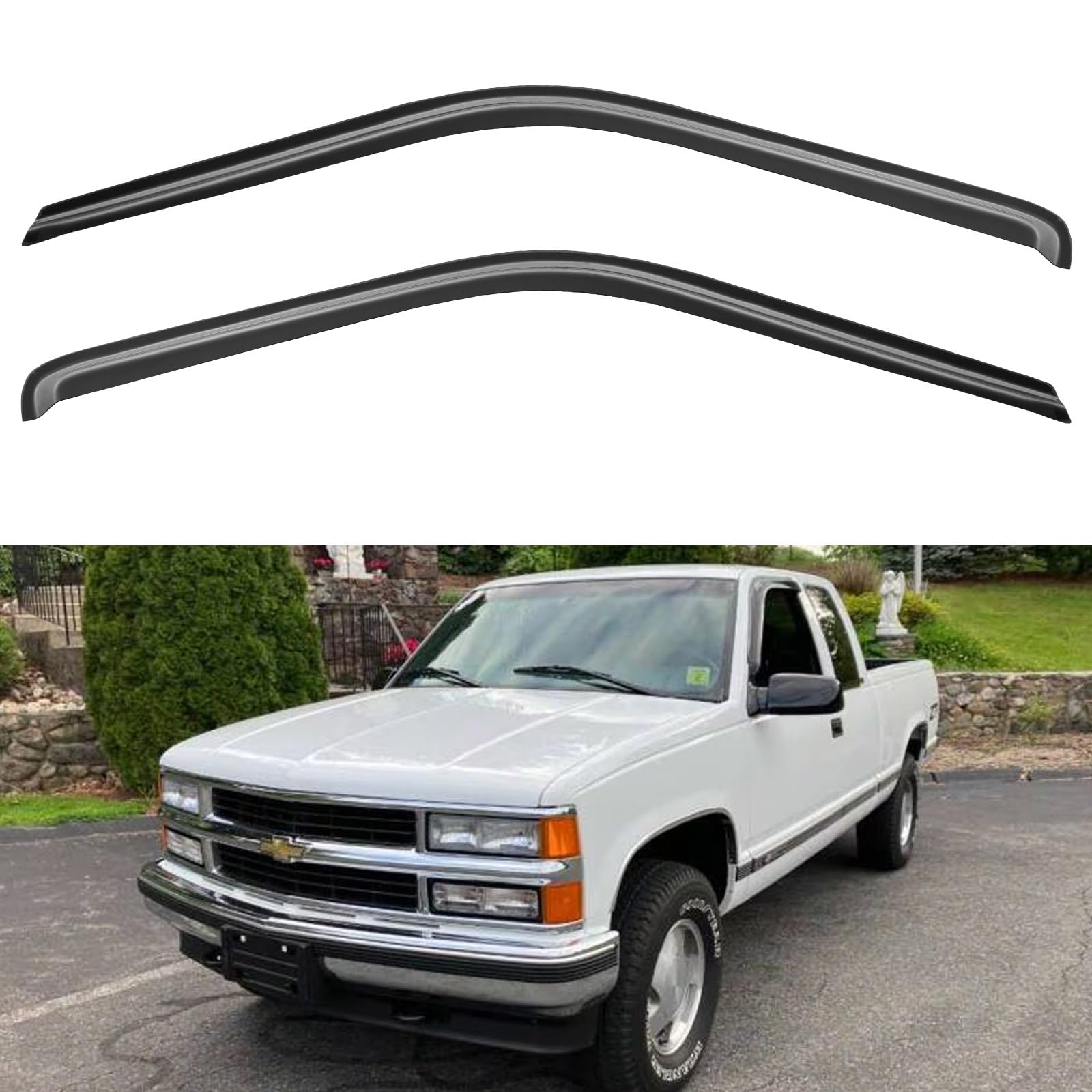 Window Visors Rain Guards For 1988-1999 Chevy/Gmc C/K 1500/2500/3500 Standard Cab, Out-Channel Window Vent Wind Deflectors Visor