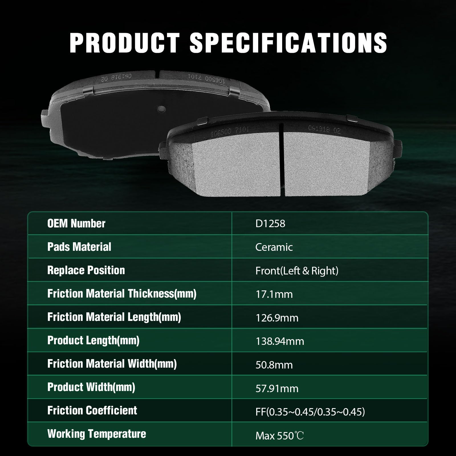 Automuto 8Pcs Front & Rear Ceramic Disc Brake Pads Set D1377 D1258 For Ford For Edge 2011-2015,For Lincoln Mkx 2011-2015