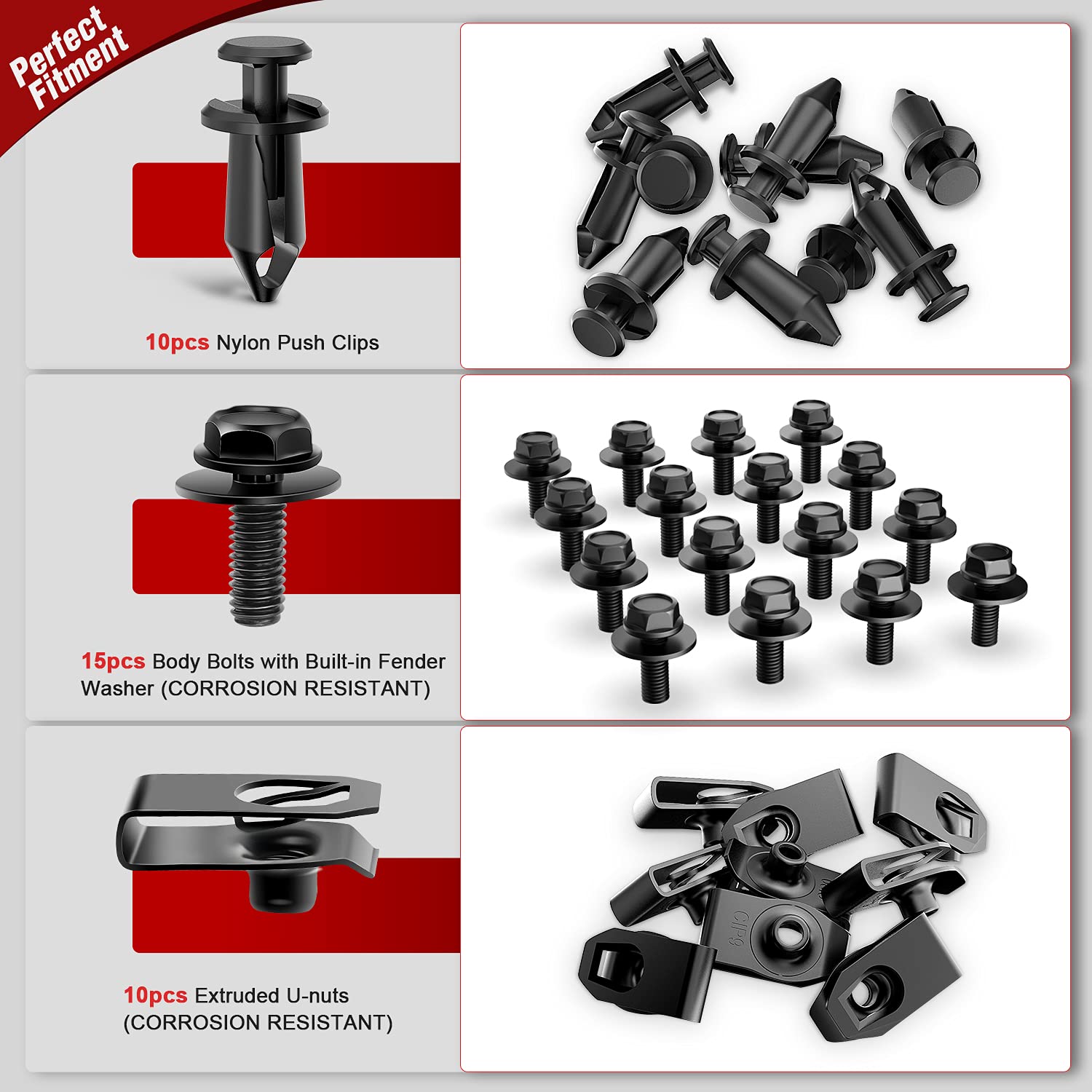 Nilight 35Pcs Engine Under Cover Splash Shield Guard Body Bolts Bumper Fender Liner Push Retainer Fastener Rivet Clips Extruded