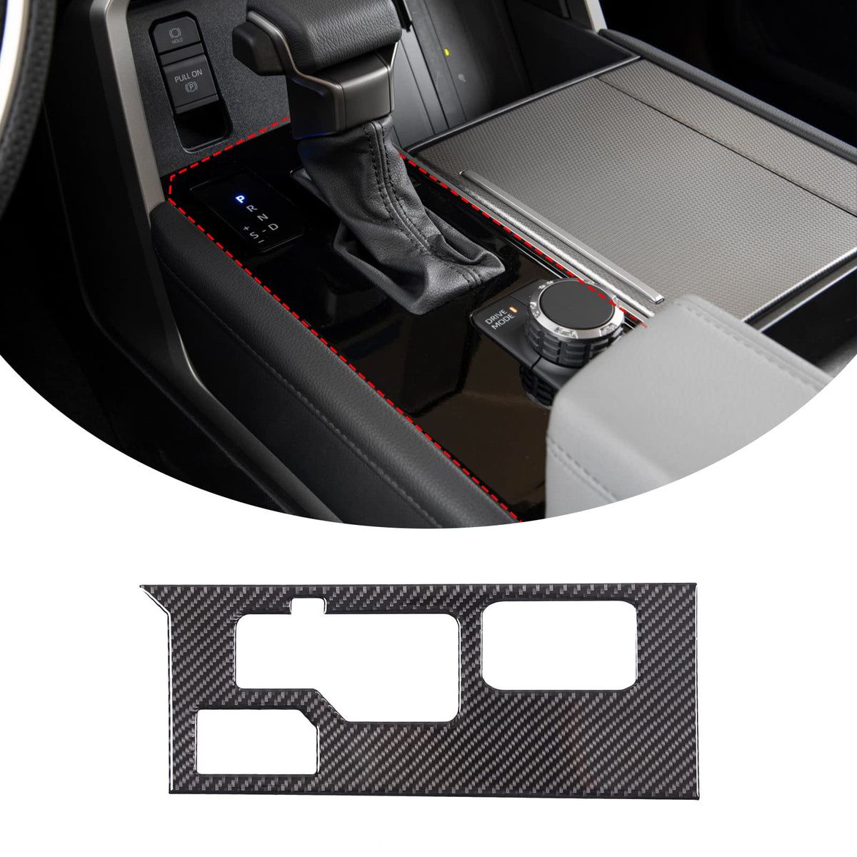 Aunginsy Center Control Gear Box Shift Knob Panel Sticker Cover Compatible With Toyota Tundra/Sequoia 2022-2024 Car Real Carbon
