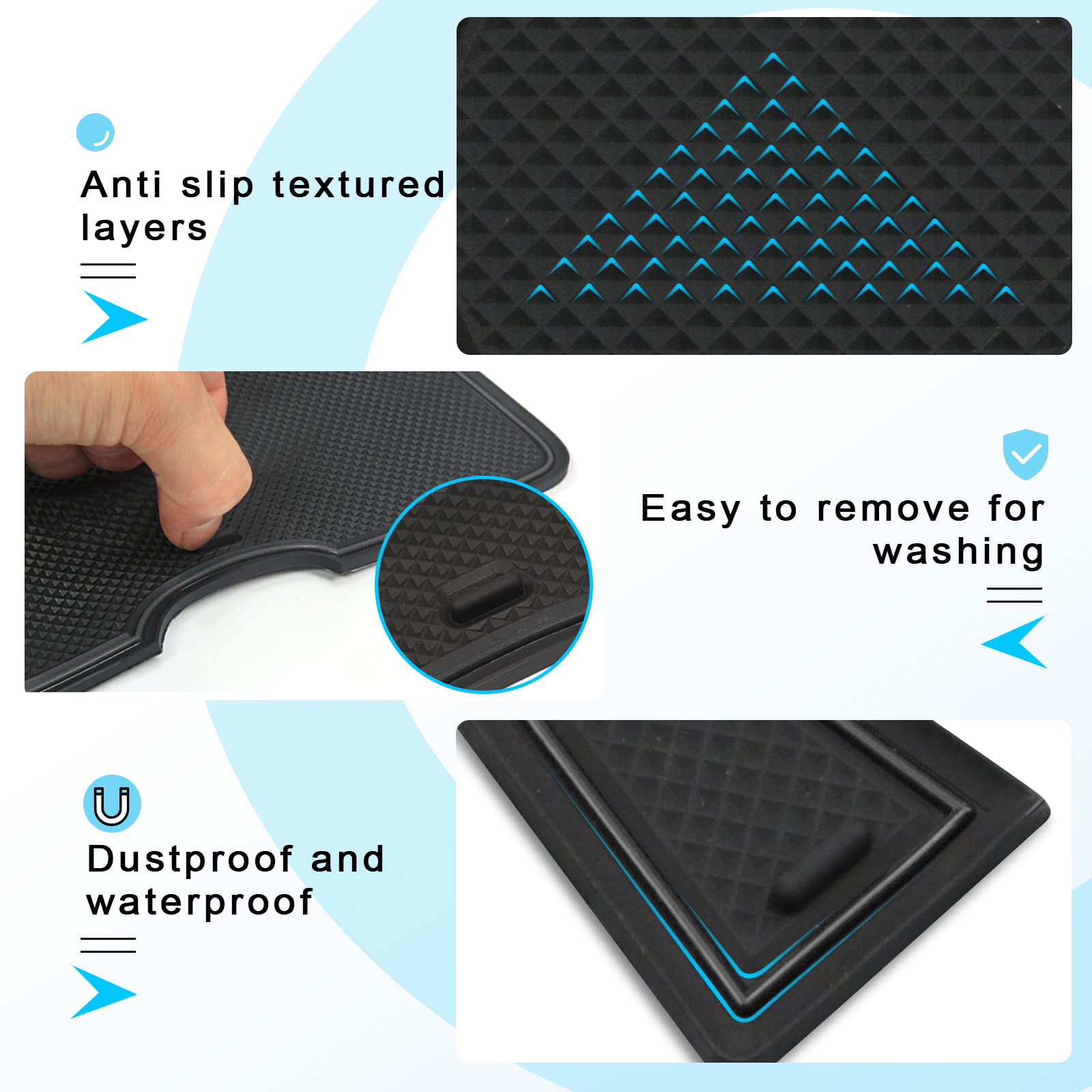 CDEFG 14PCS Cup Door Slot Mat for 2023-2024 Kia Sportage NQ5, Anti-Slip Rubber Console Pocket Liner, Black Trim Accessories