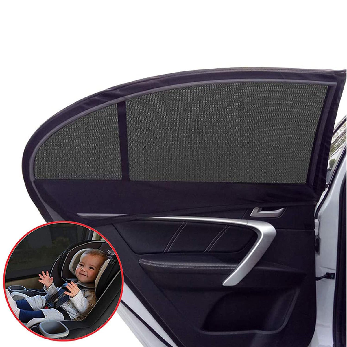2Pcs Car Window Shade for Baby Universal Fit Adjustable Shade Breathable Mesh Car Curtains Window Net C a r Rear Door Outdoor Ca