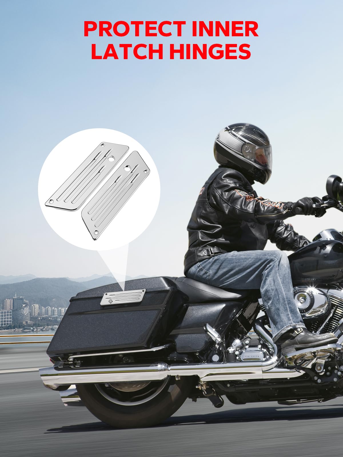 Amazicha Saddlebag Saddle Bag Latch Covers Chrome Compatible For Harley Davidson Touring Street Glide, Electra Glide, Road Glide
