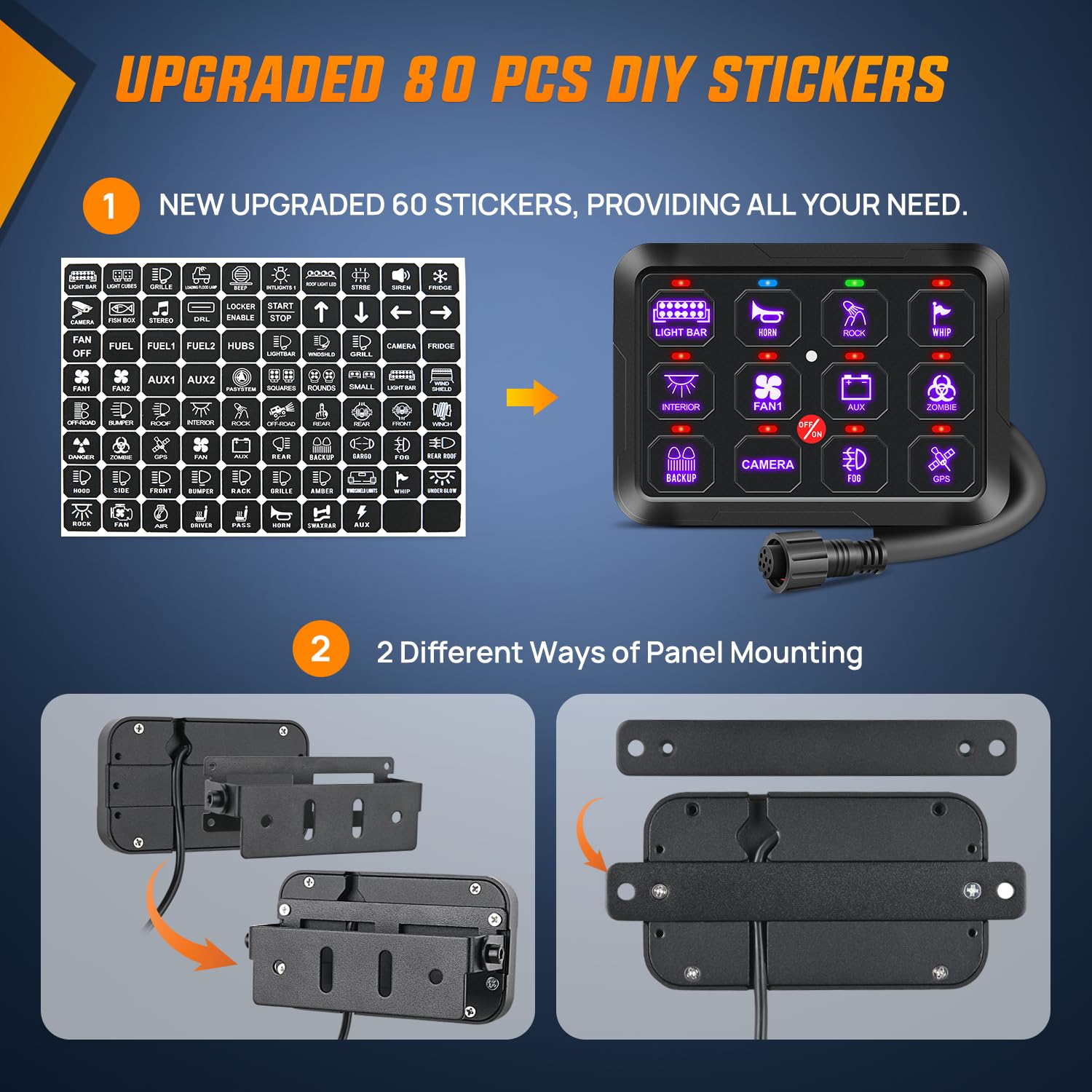 Nilight 12 Gang Switch Panel 12V 24V Universal Circuit Control Relay System with RGB Backlight Fuse Relay Wiring Harness Automat