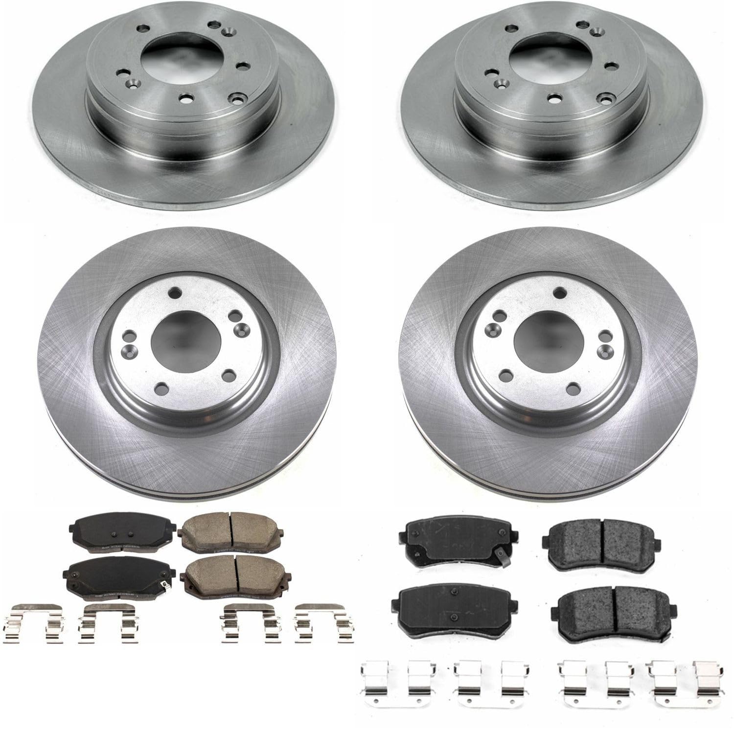 PowerStop Brake Kit - Front & Rear Replacement OE Rotors & Ceramic Pads for 2016-2018 Hyundai Sonata, 2016-2020 Kia Optima, Model KOE7522