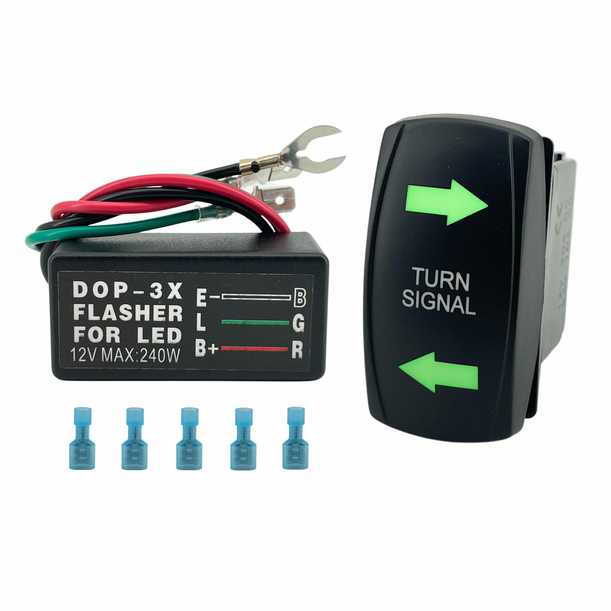 ALTBET Turn Signal Rocker Switch with Flasher Green LED On/Off/On Compatible with ATV UTV RV Vehicle Off-Road Pickup Tractor Boa
