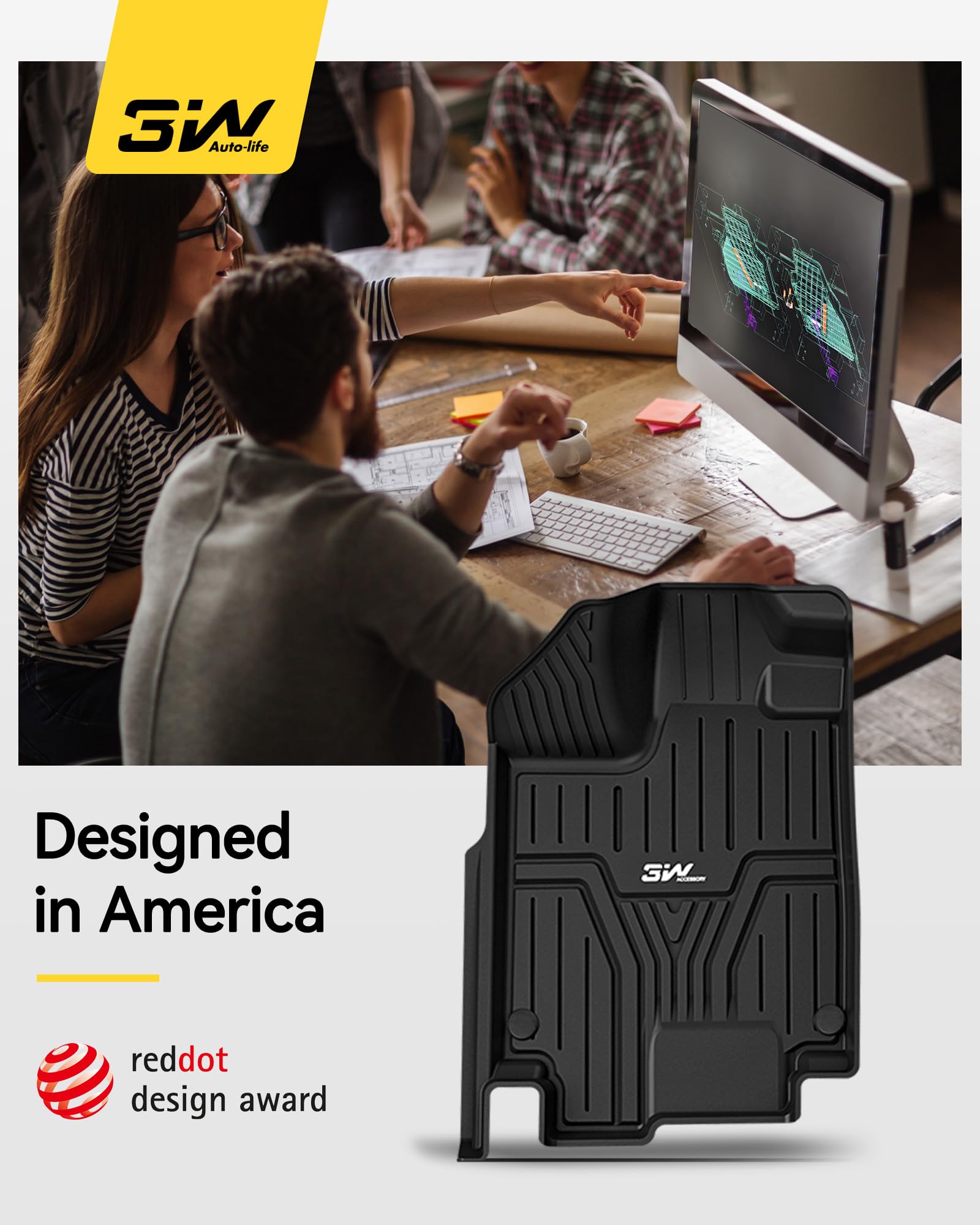 3W Floor Mats Fit For Honda Odyssey 2018-2025,Tpe All Weather Custom Fit Floor Liner 1St, 2Nd 3Rd Row Car Mats,Black