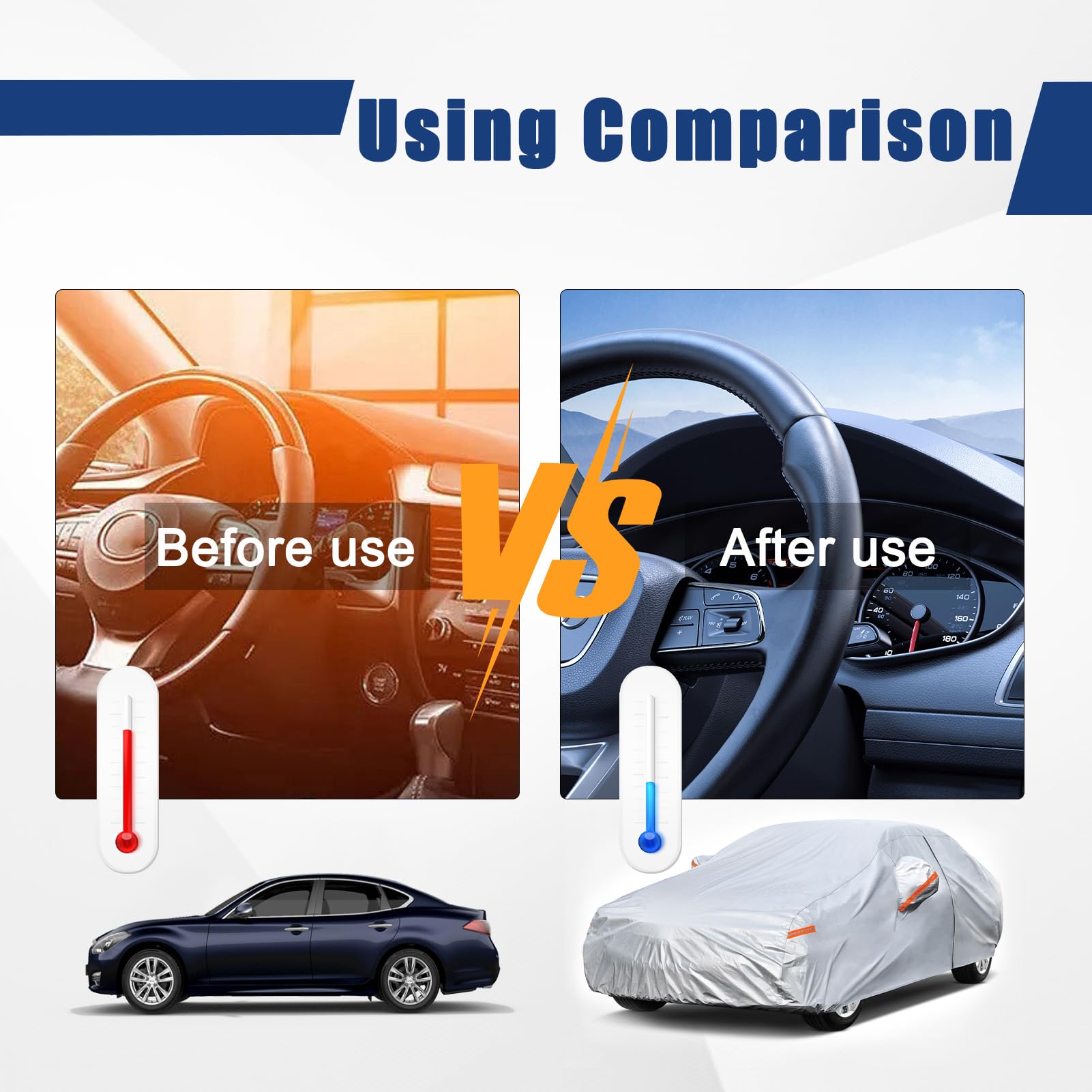 Kayme 6 Layers Car Cover Custom Fit For Lexus Es 300 330 350 (2015-2024) Waterproof All Weather For Automobiles, Outdoor Full Co